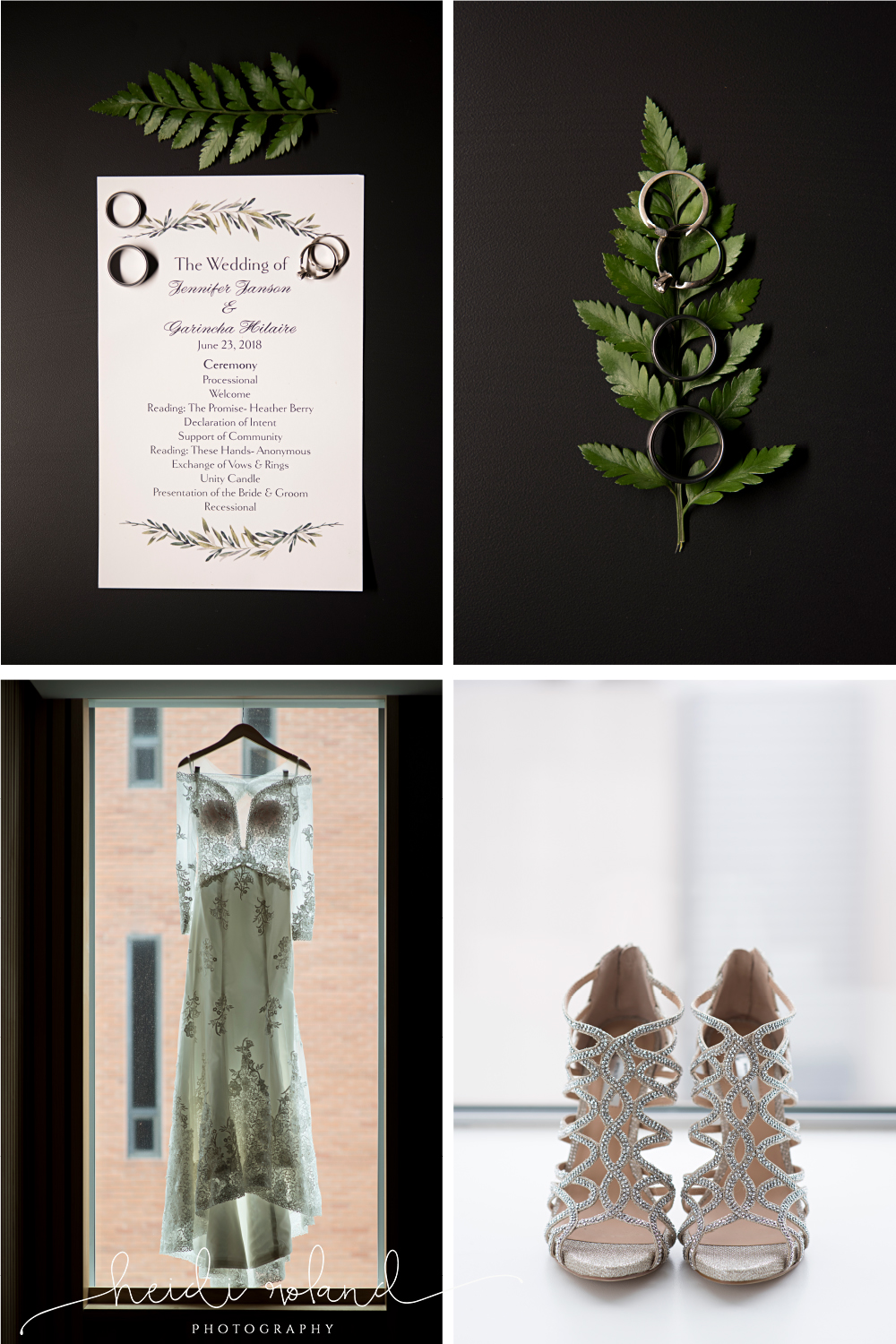 wedding details, dress, rings, invitation