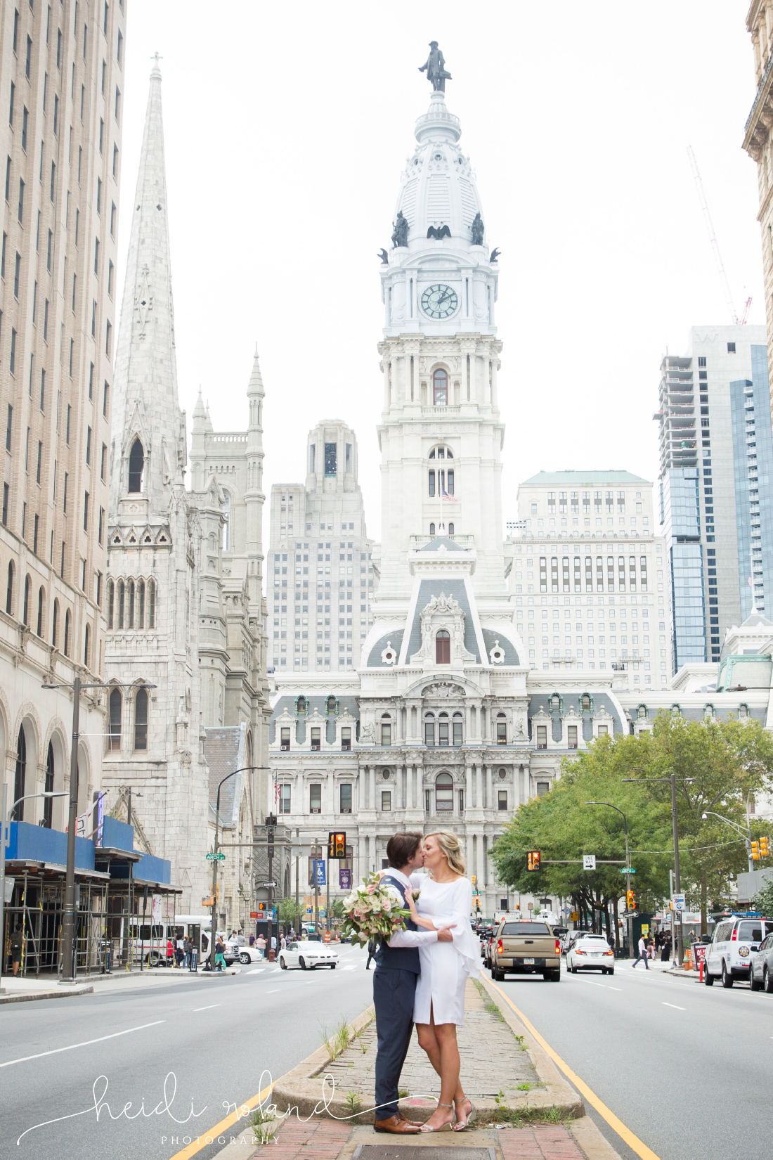 City Hall Bride and groom kissing