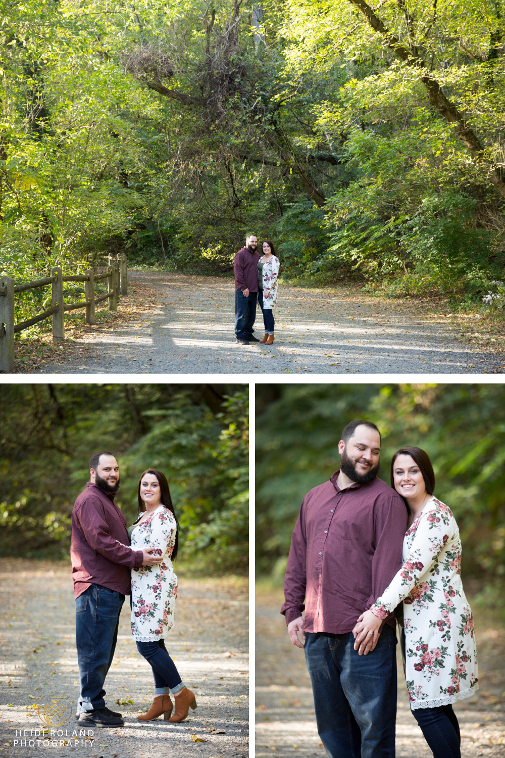 forbidden drive engagement session couple embracing on trail