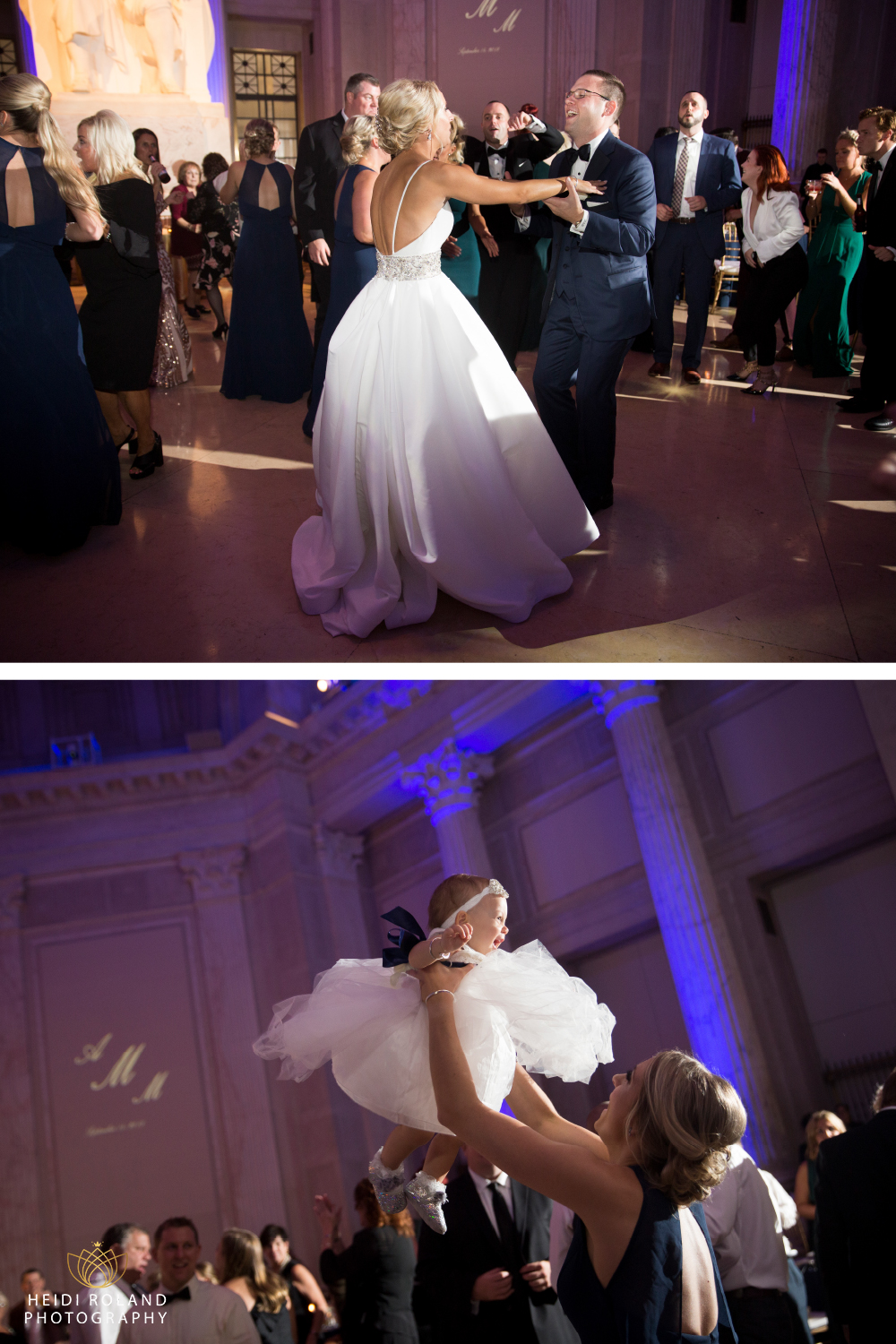 full dance floor at Wedding Reception at The Franklin Institute Philadelphia 
