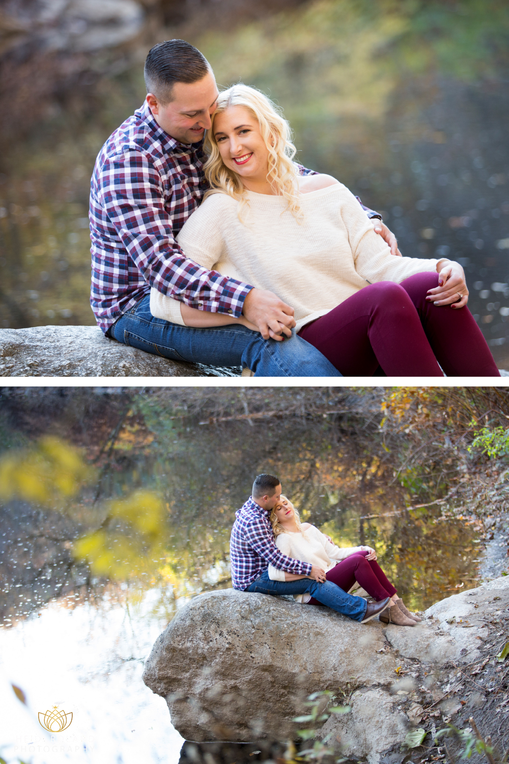 Golden hour engagement photos in the woods