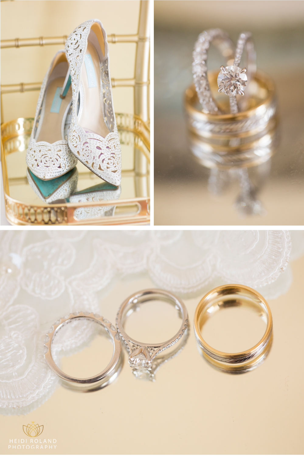 Bridal details at Spring Mill Manor Wedding, shoes and rings