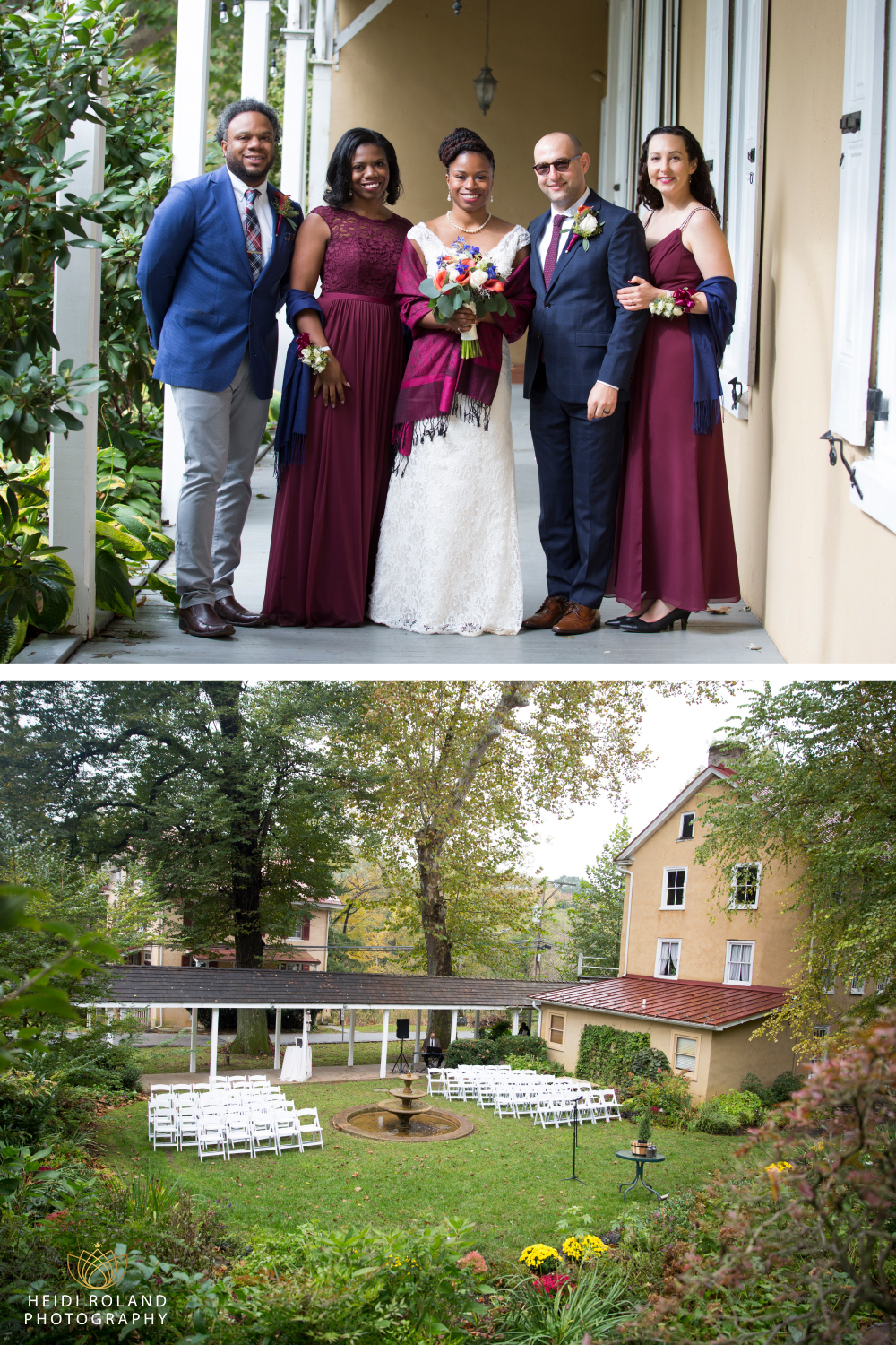 Bridal party and ceremony site at The Washington at Historic Yellow Springs Wedding