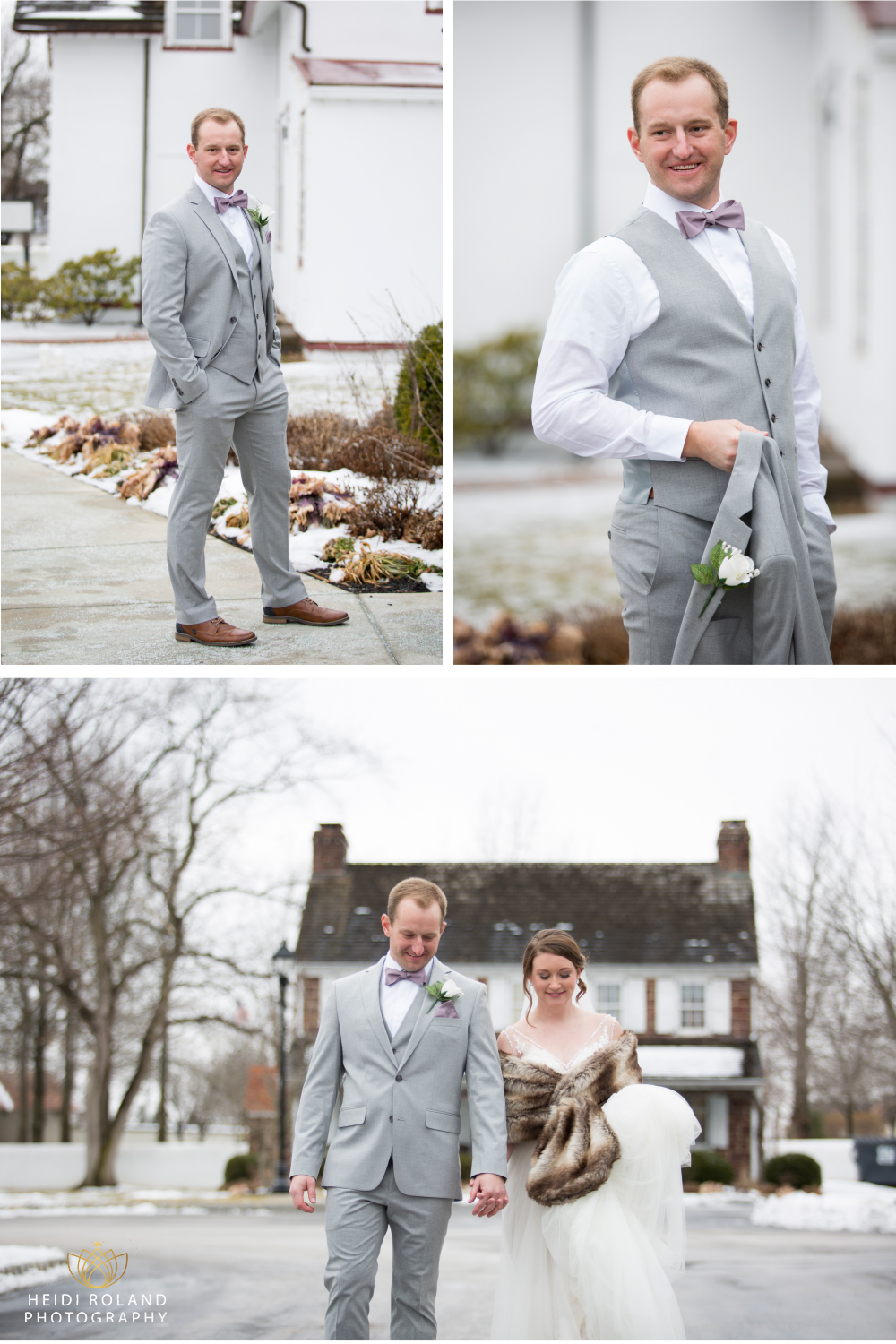 Winter wedding photos bride and groom