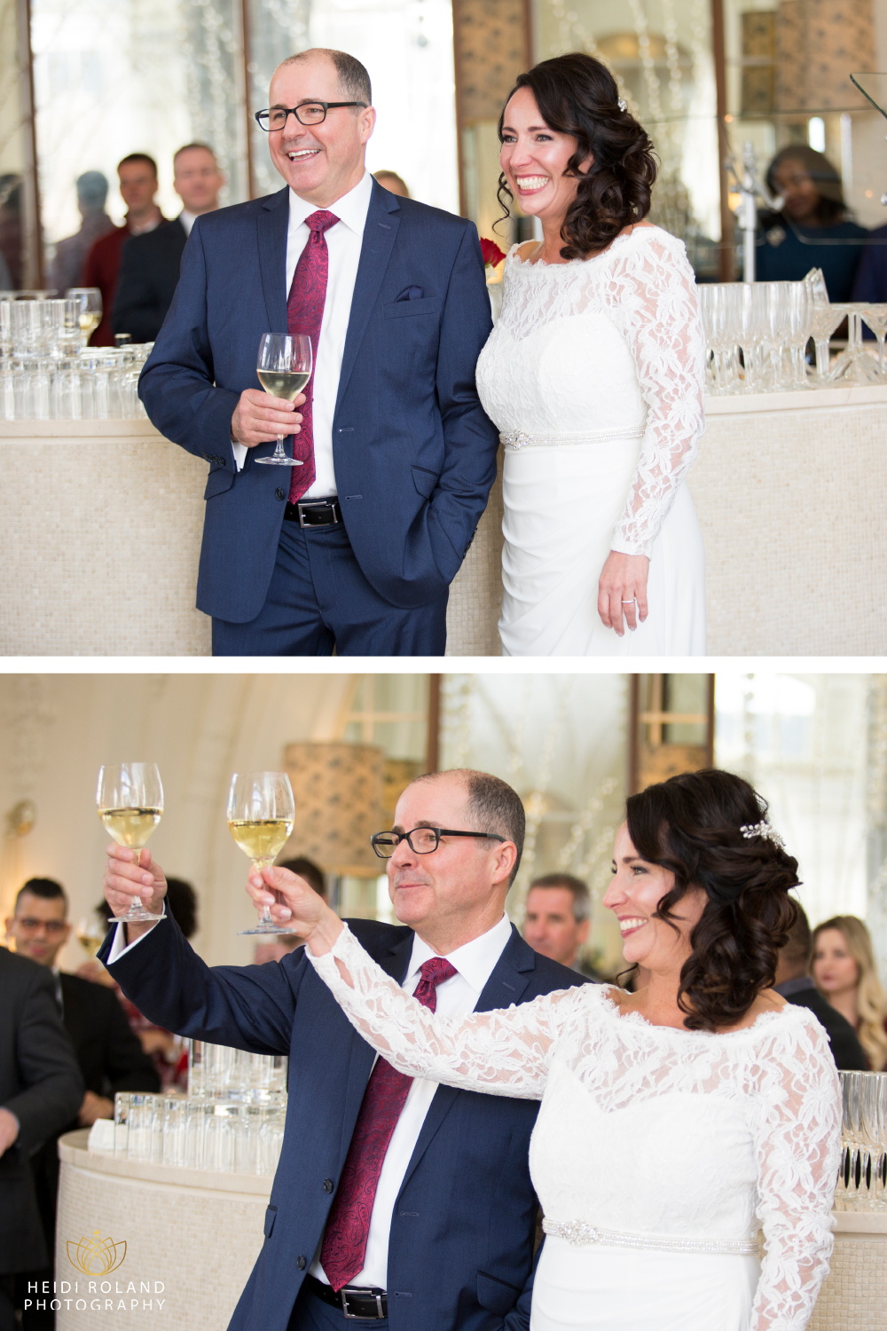 wedding toasts at The Bellevue bride and groom
