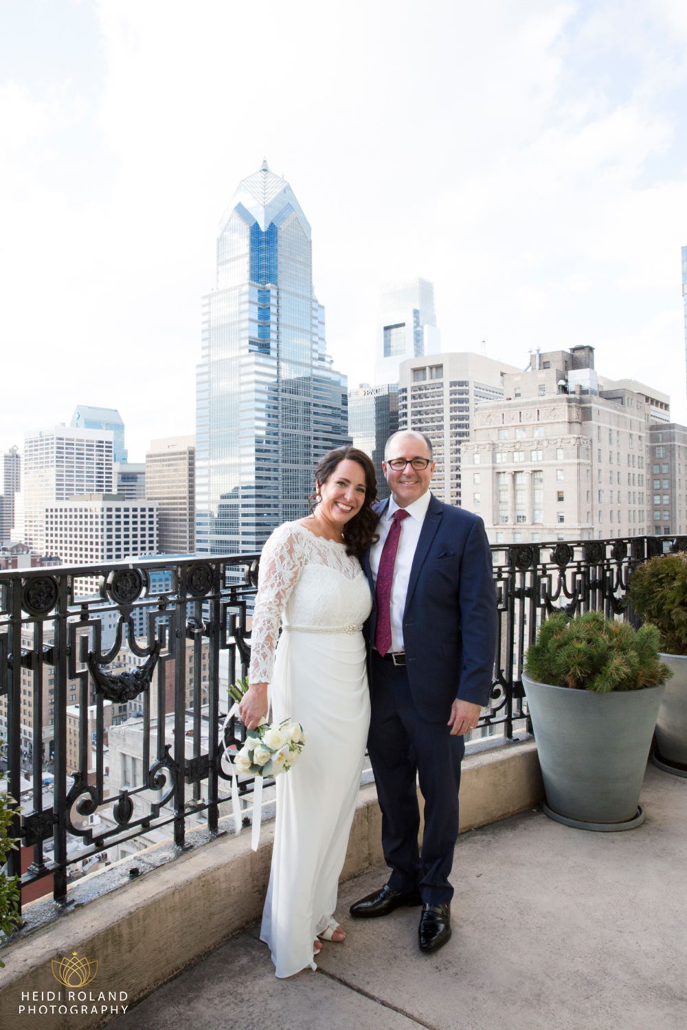 bride and groom on the terrace at XIX Nineteen in Philadelphia