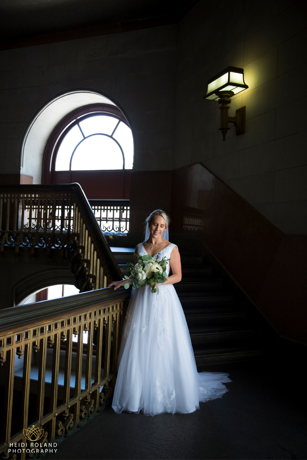 Bridal portraits on Philadelphia City Hall Stairs