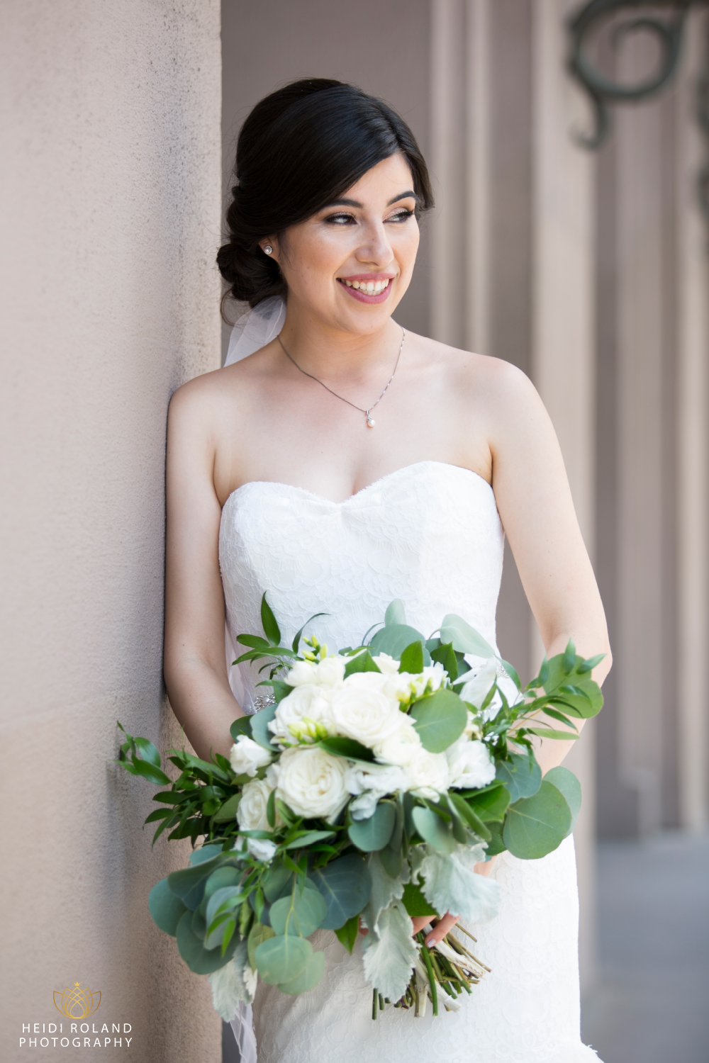 Bride with bouquet in Philadelphia