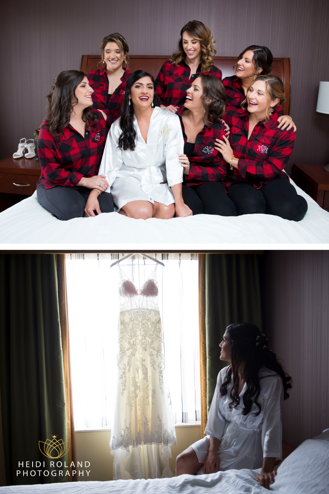 bridesmaids with matching flannel shirts