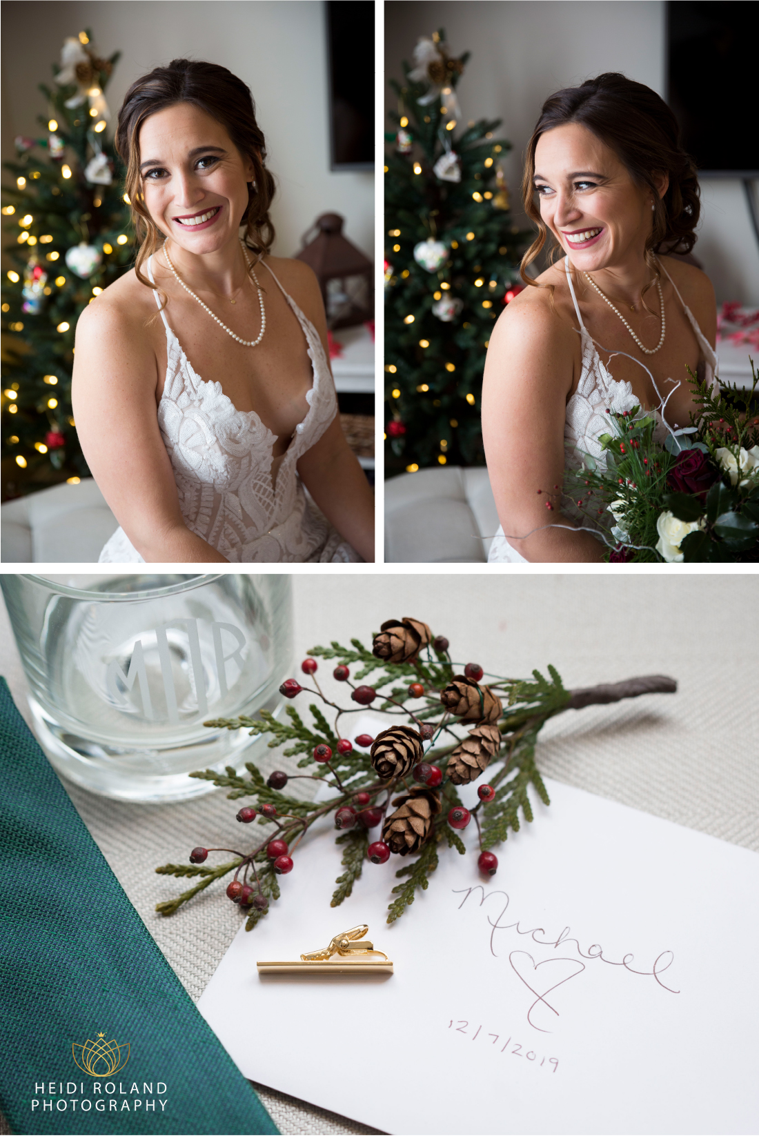 bridal in-home portraits for winter wedding