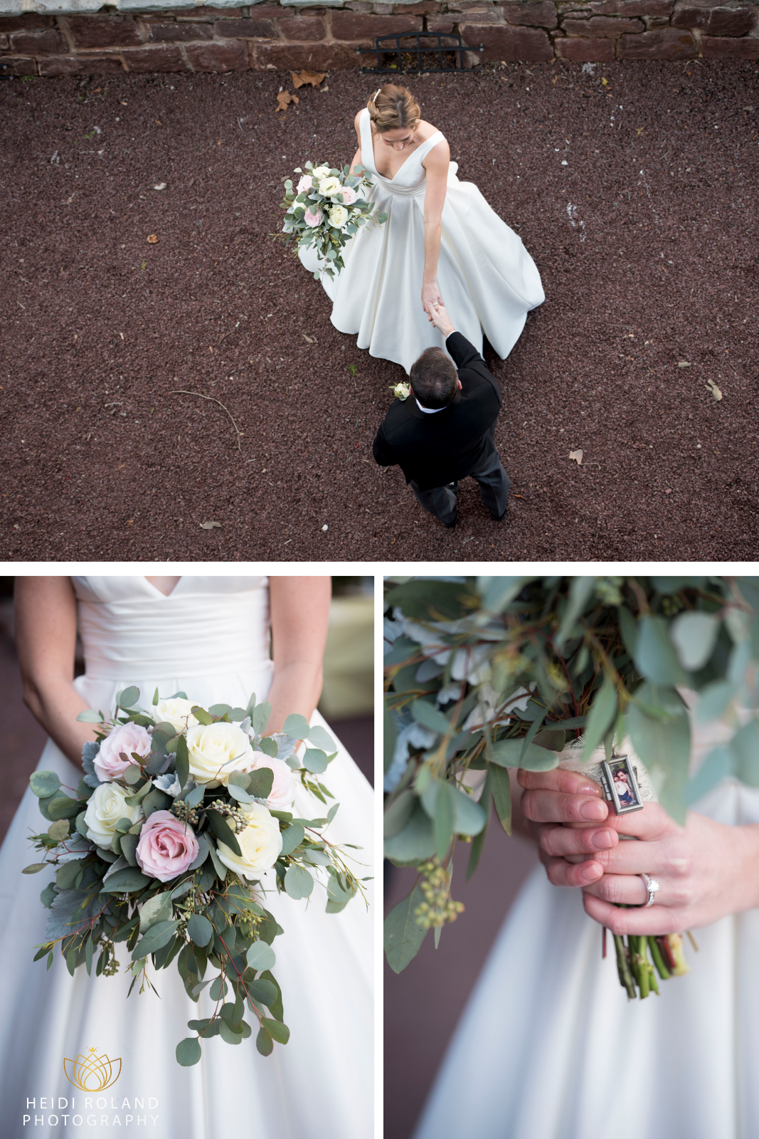 wedding day bouquet with photo