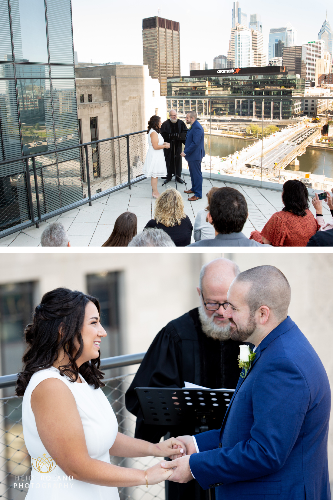 Cira Green Wedding vows on rooftop in Philadelphia