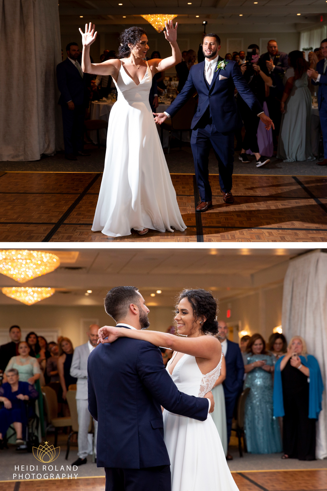 bride and groom first dance in ballroom Radnor PA
