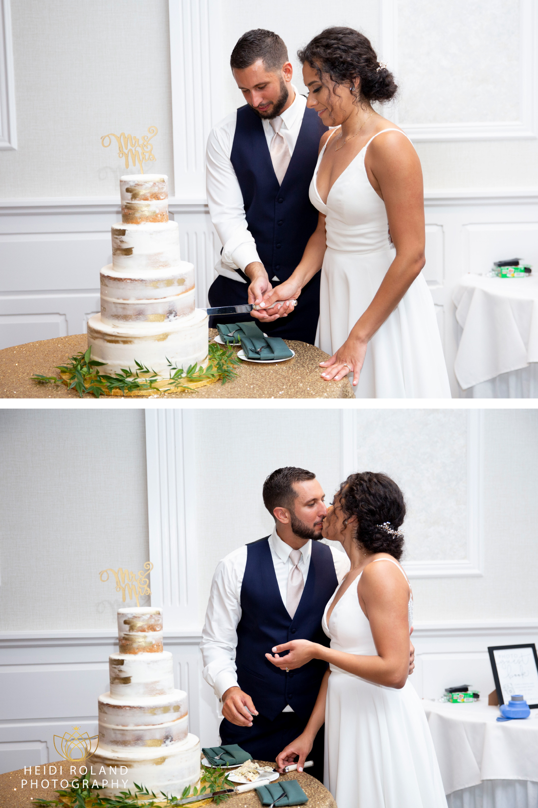 Bride and groom Cake cutting at The Radnor Hotel ballroom wedding