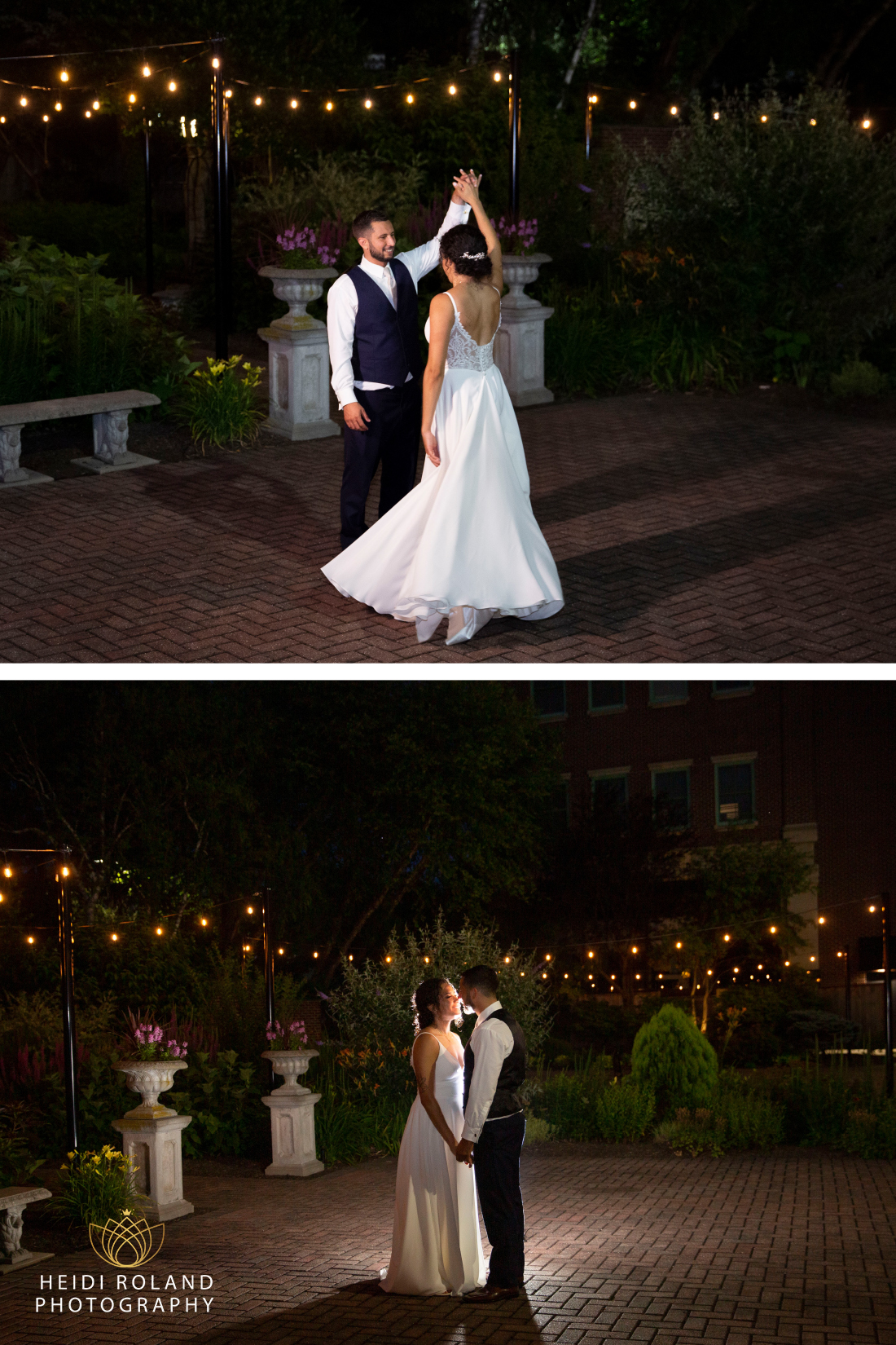night photos at The Radnor Hotel ballroom wedding