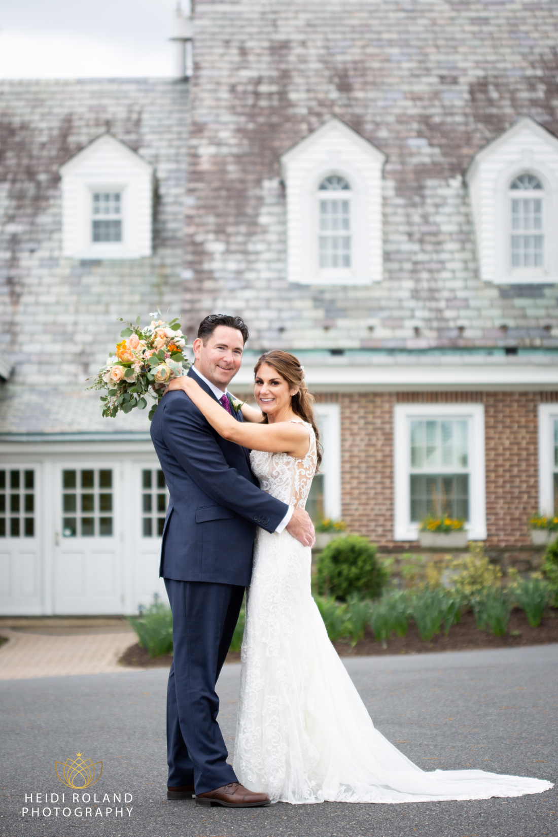 bride and groom formal wedding day photos at PA golf club