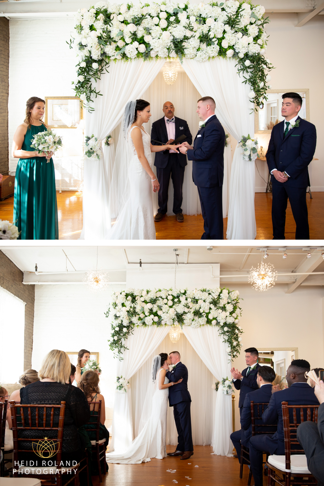 Philadelphia Wedding Chapel Ceremony bride and groom first kiss