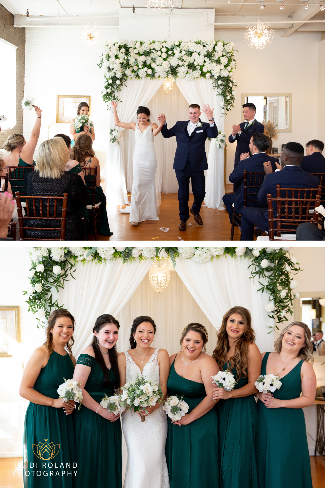 Philadelphia Wedding Chapel bridesmaids green dresses