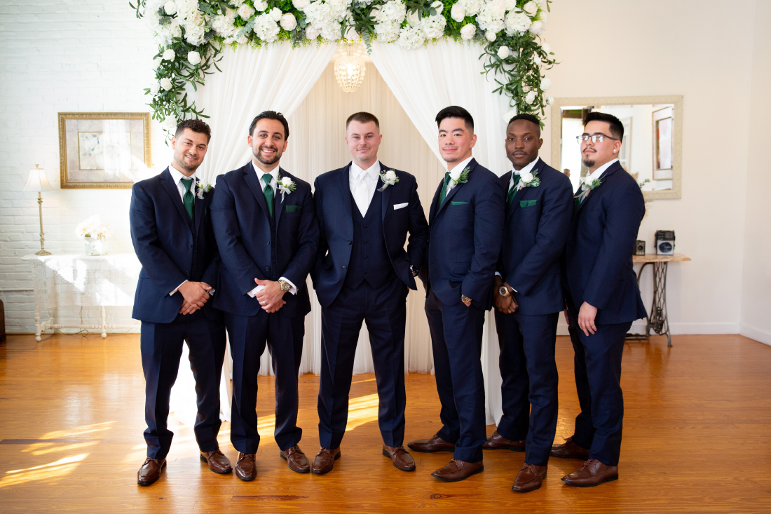 Philadelphia Wedding Chapel groomsmen in navy suits