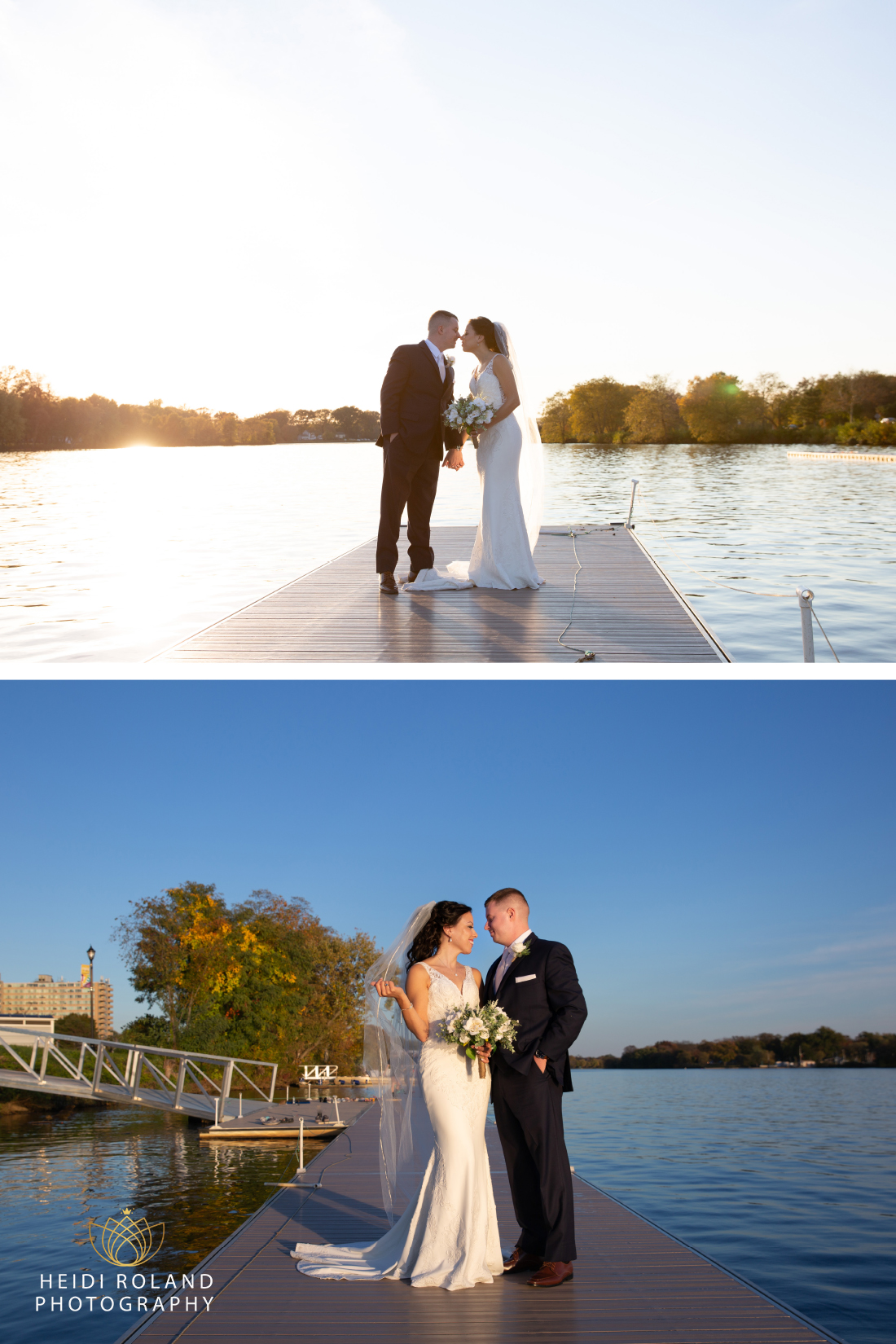  bride and groom Photos at Camden County Boathouse dock