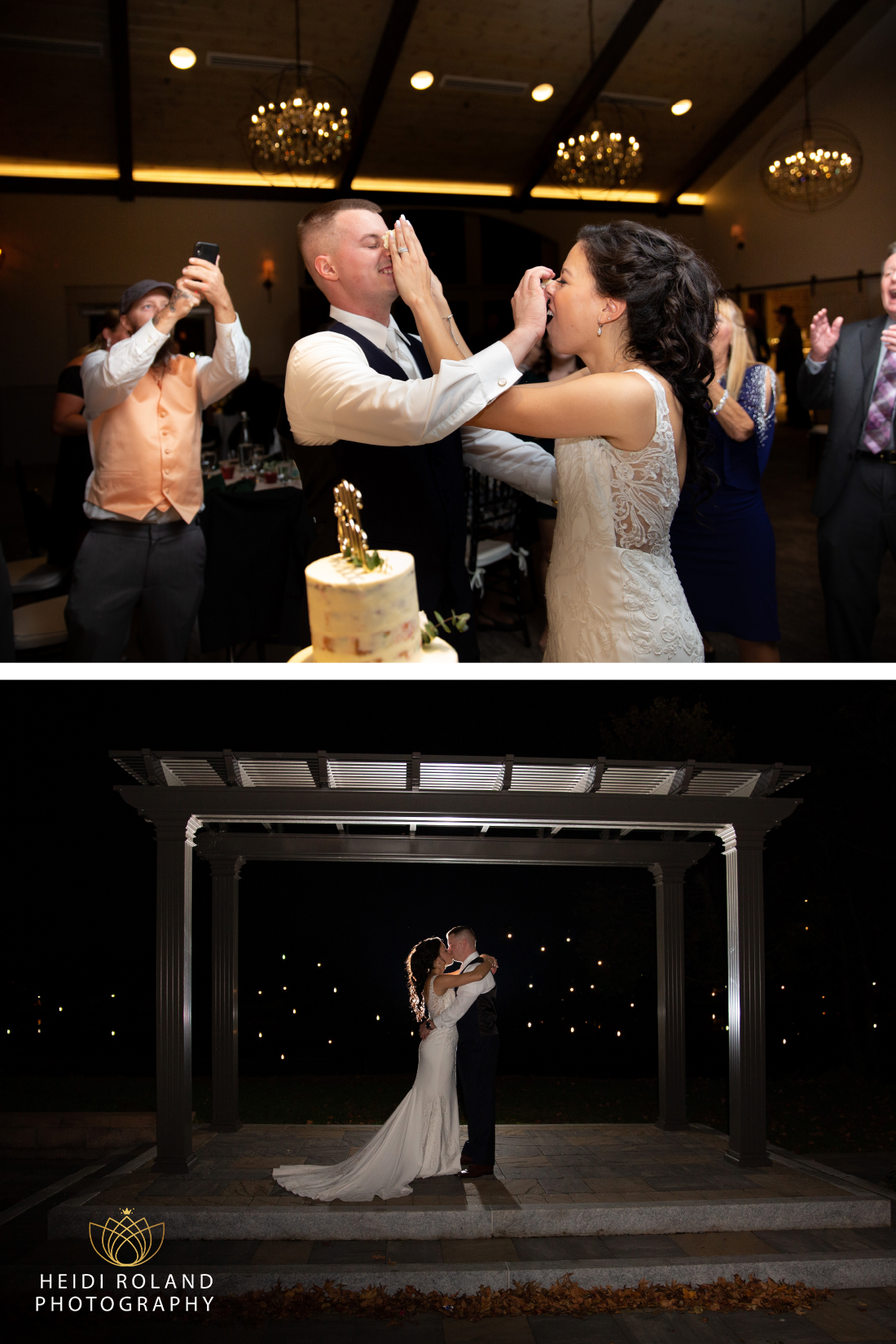 nighttime photos of bride and groom at Wedding Reception  Camden County Boathouse 