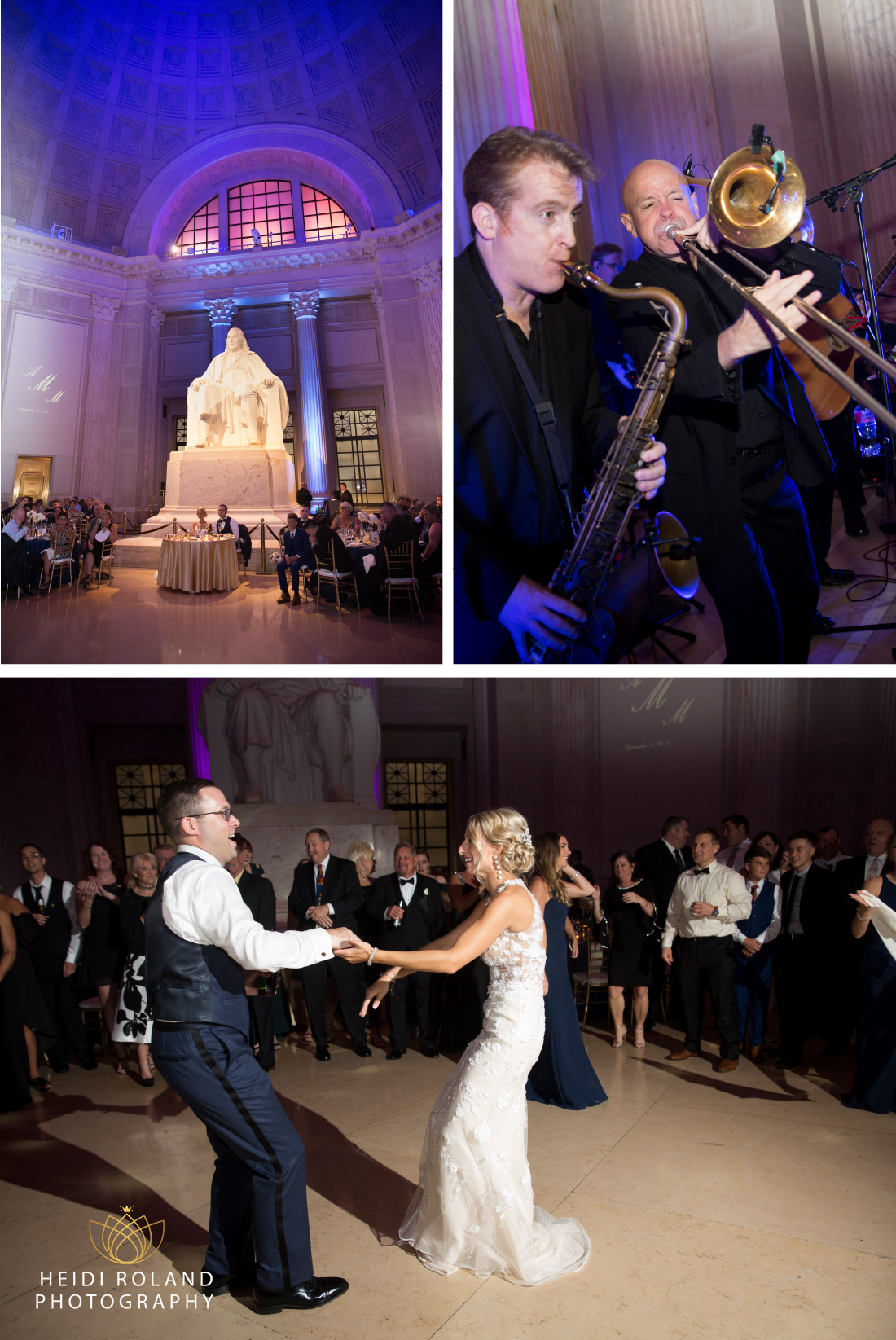 live band and dancing at Franklin Institute Museum wedding Philadelphia