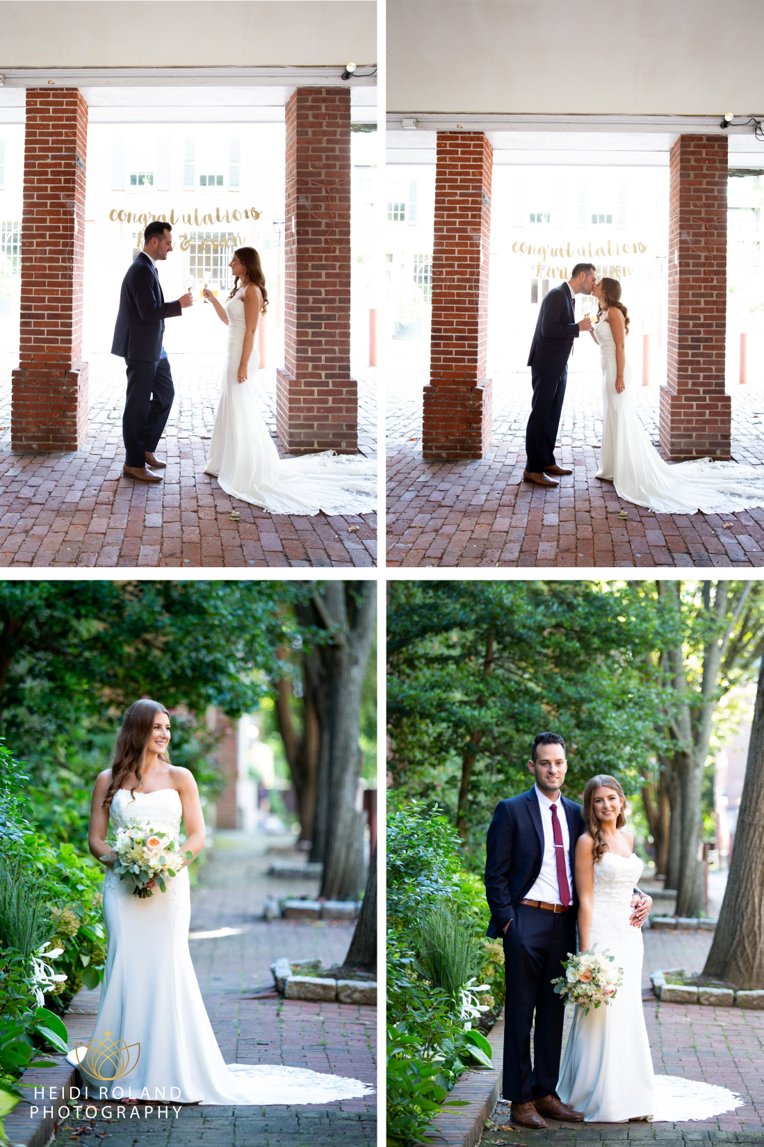bride and groom in old city philadelphia