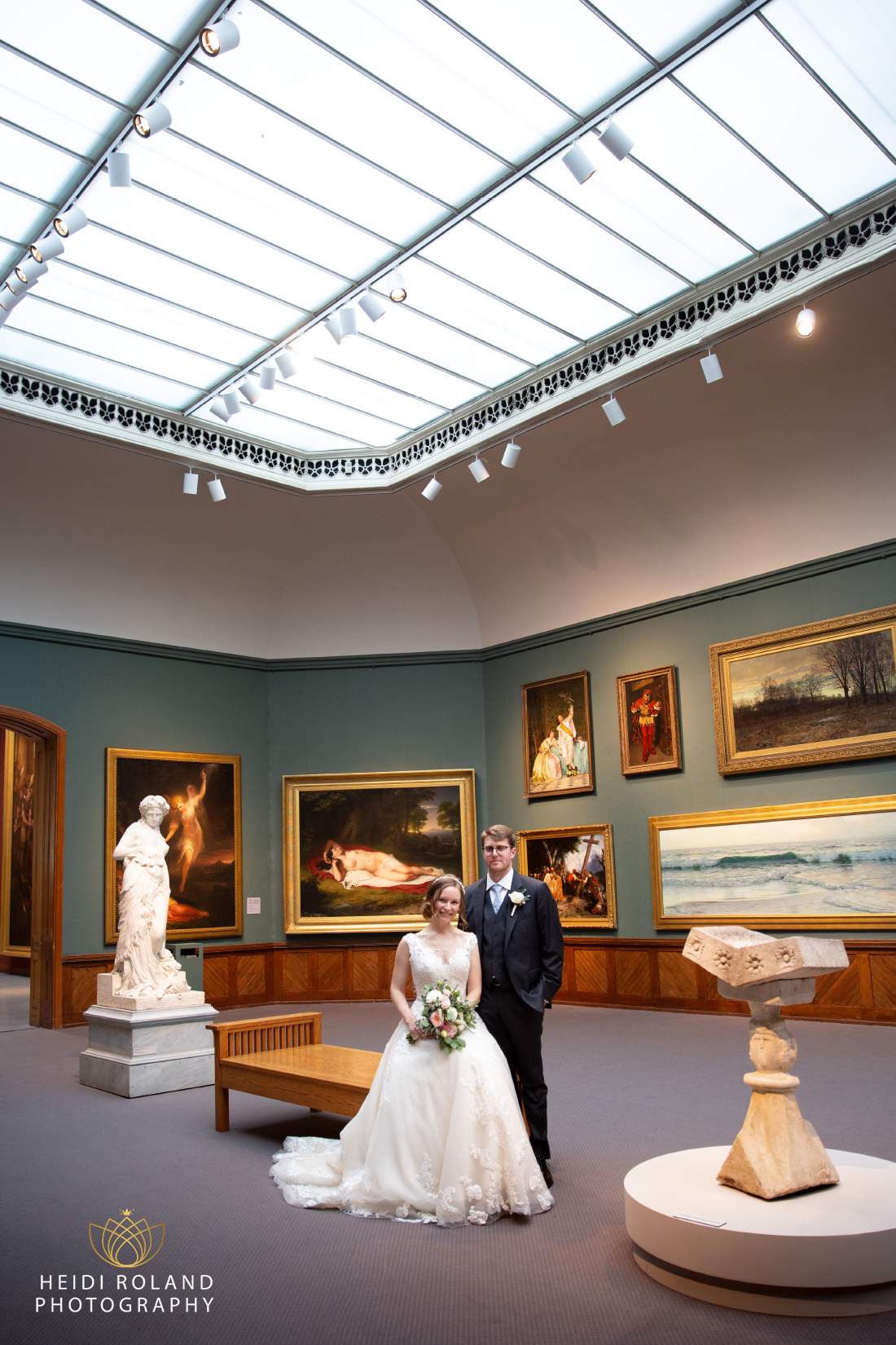 Bride and groom photos on Art Gallery At PAFA