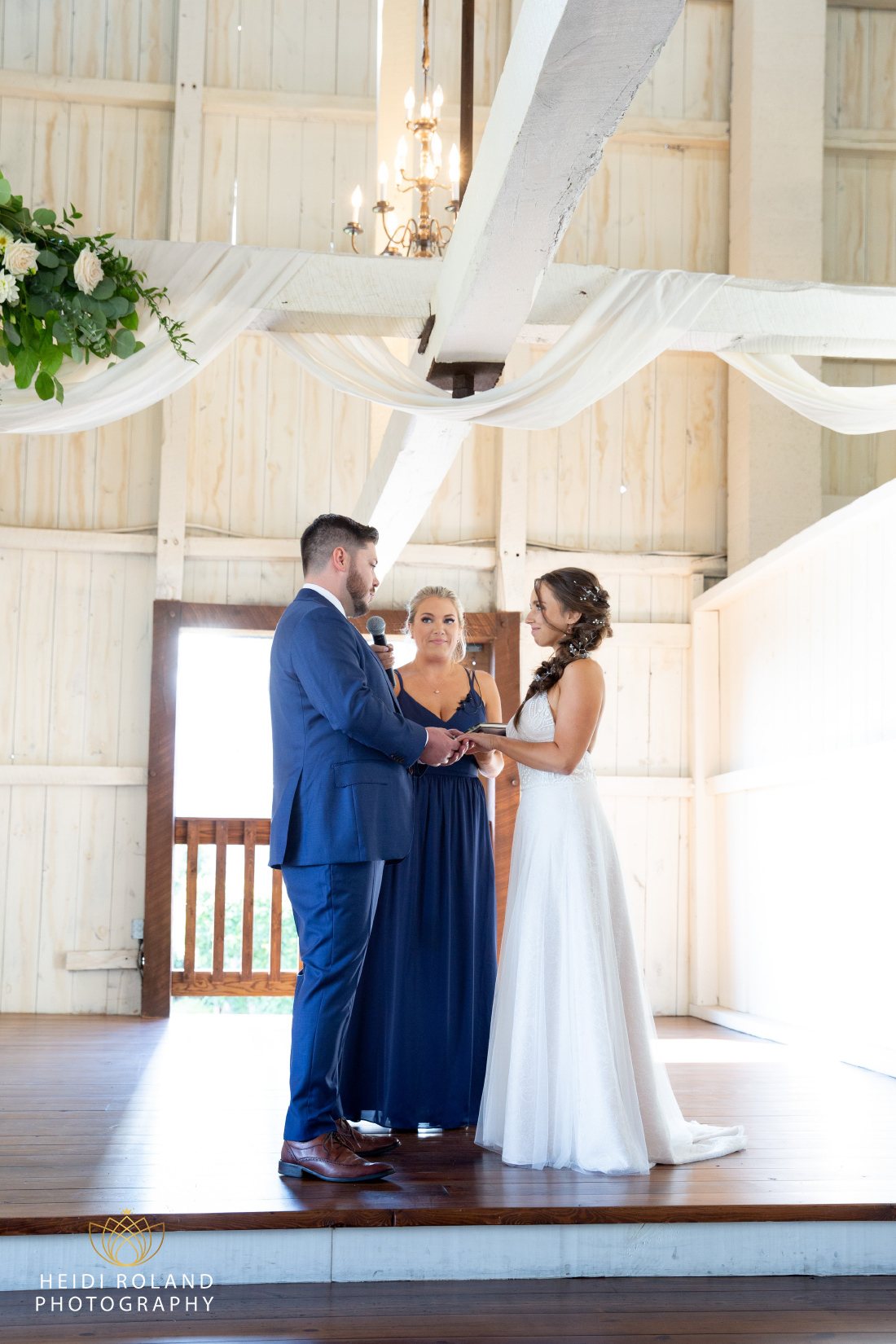 Stoltzfus homestead rustic barn wedding ceremony bride and groom vows