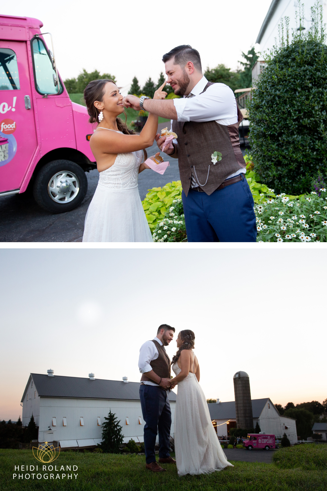 couple wedding photos in front of barn in Lancaster 