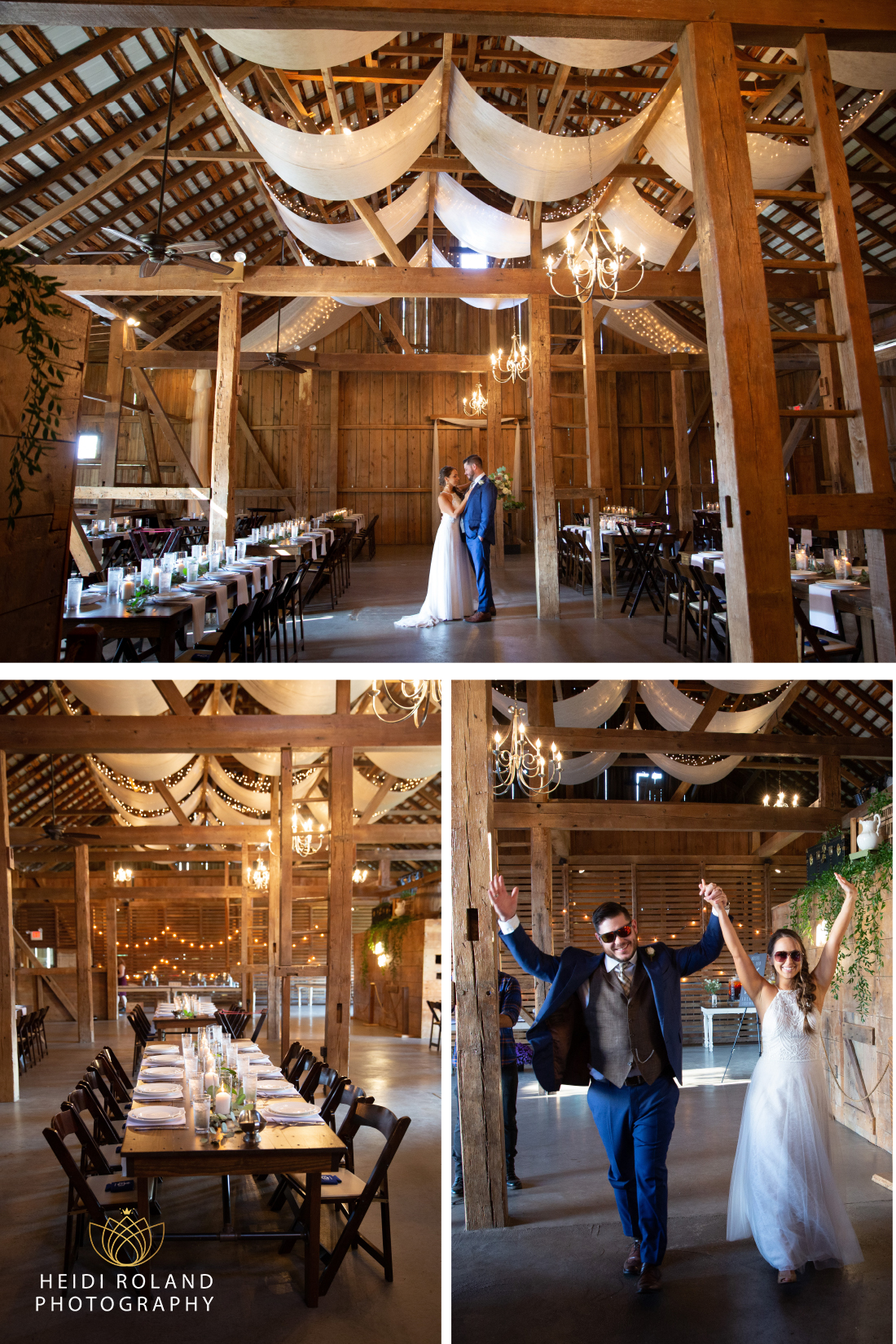 Stoltzfus Homestead wedding reception barn with bride and groom
