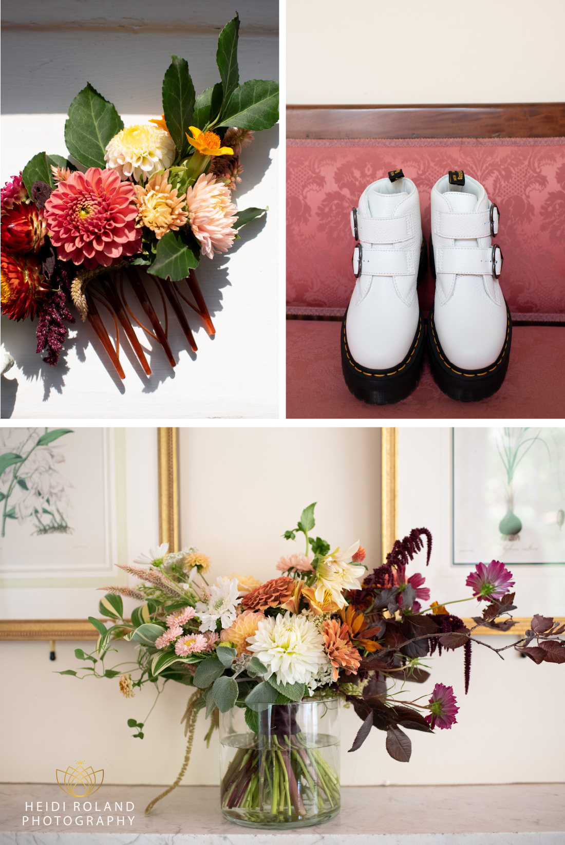 wedding details, flowers and shoes