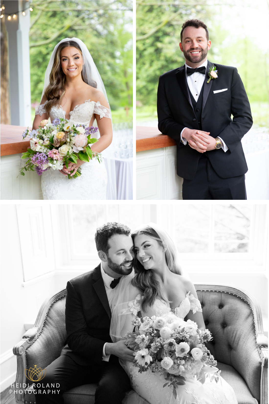 bride and groom portraits in bridal suite