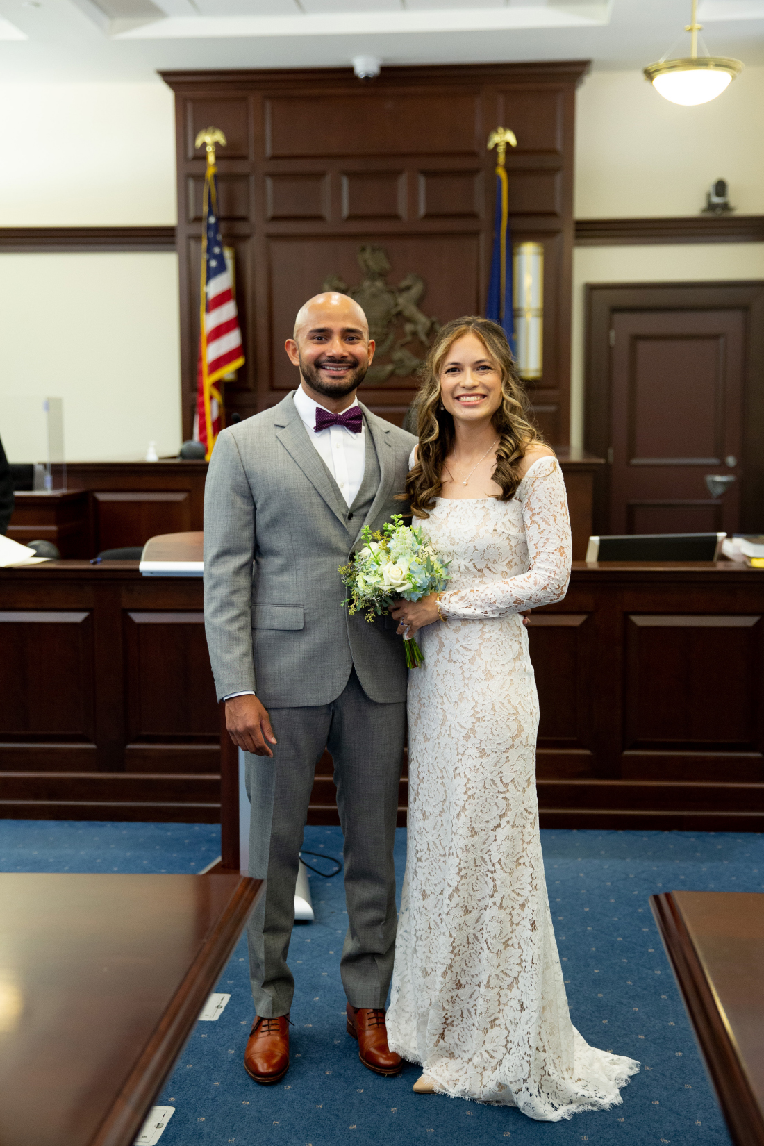 Bride and Groom in courthouse wedding West Chester PA