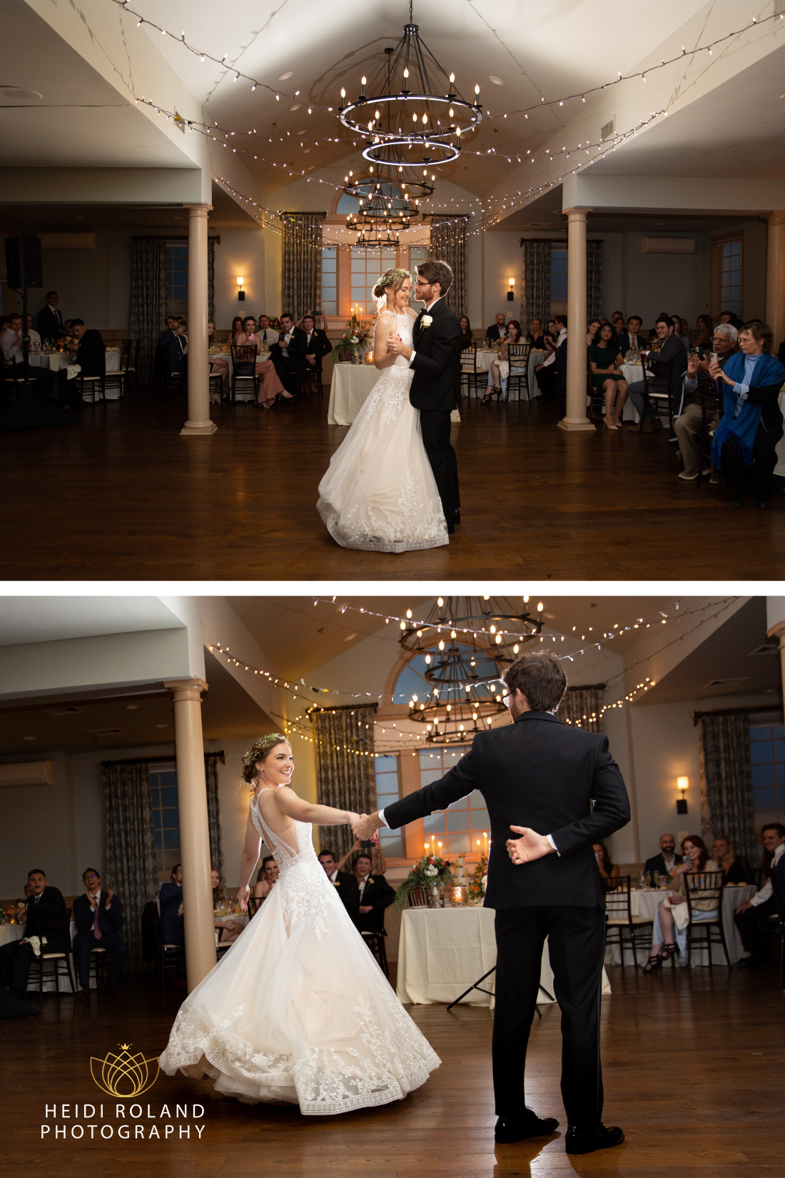 Newly married couple having first dance during their wedding reception in Philly suburbs