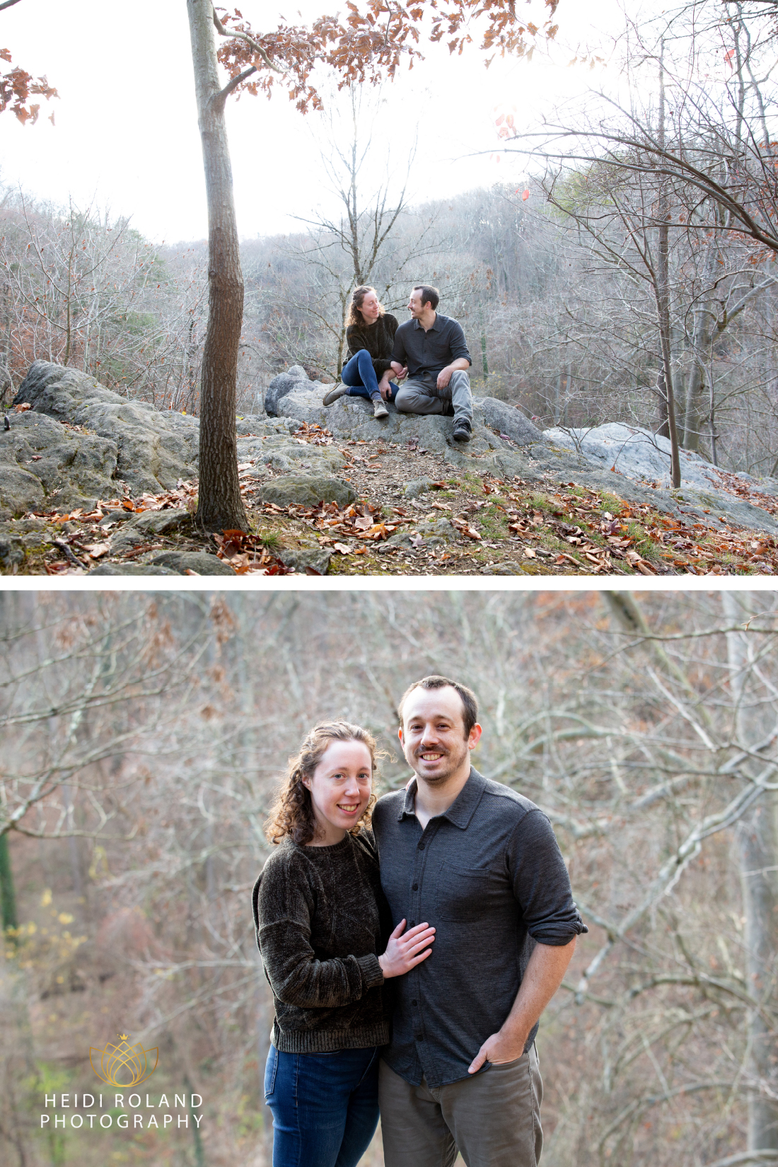 Engaged man and woman surrounded by fall leave in wissahickon valley park philadelphia