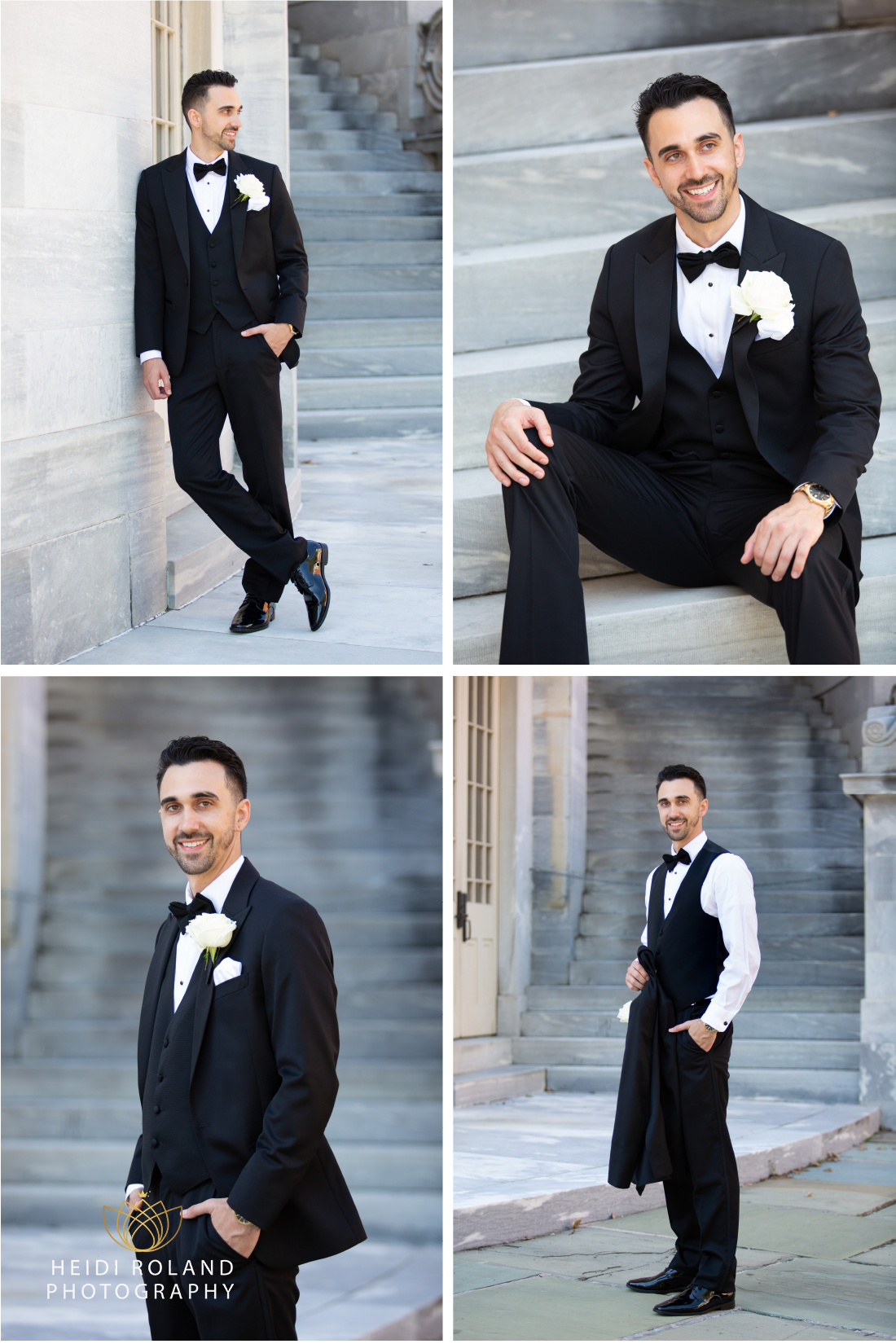 Groom portraits in Old City Philadelphia at The Merchant Exchange by Heidi Roland Photography