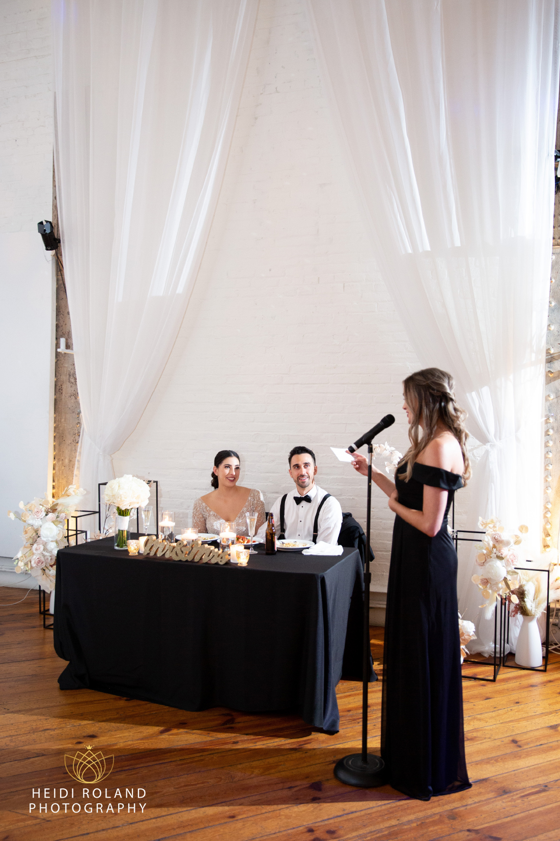 Maid of Honor giving speech during Philly wedding day by Heidi Roland Photography