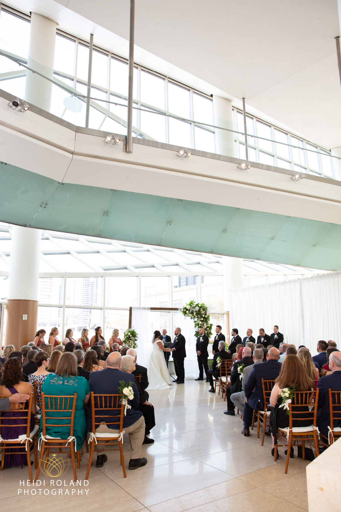wedding ceremony in cira centre atrium philadelphia 