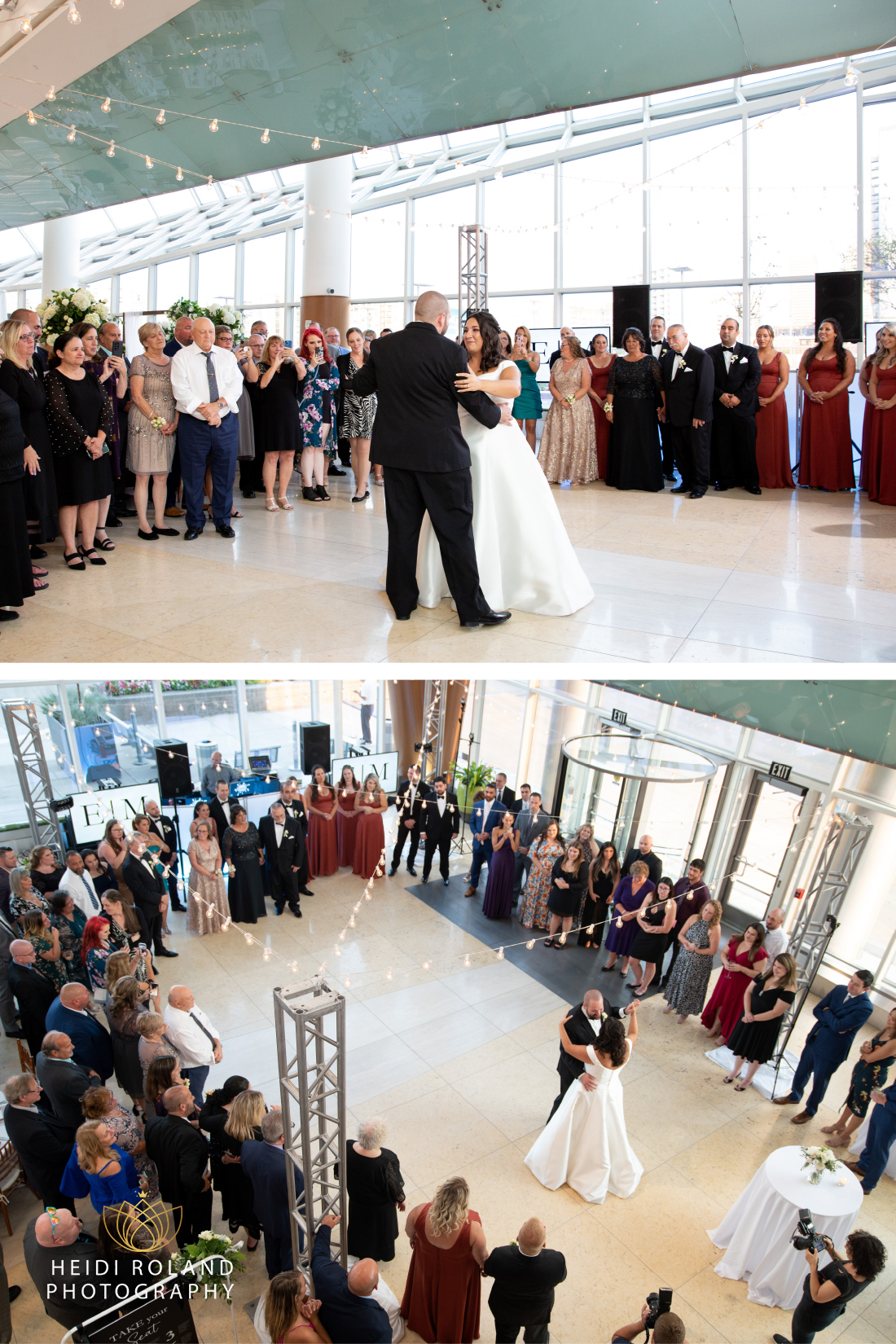 Philadelphia Bride and Groom during first dance in Cira Centre