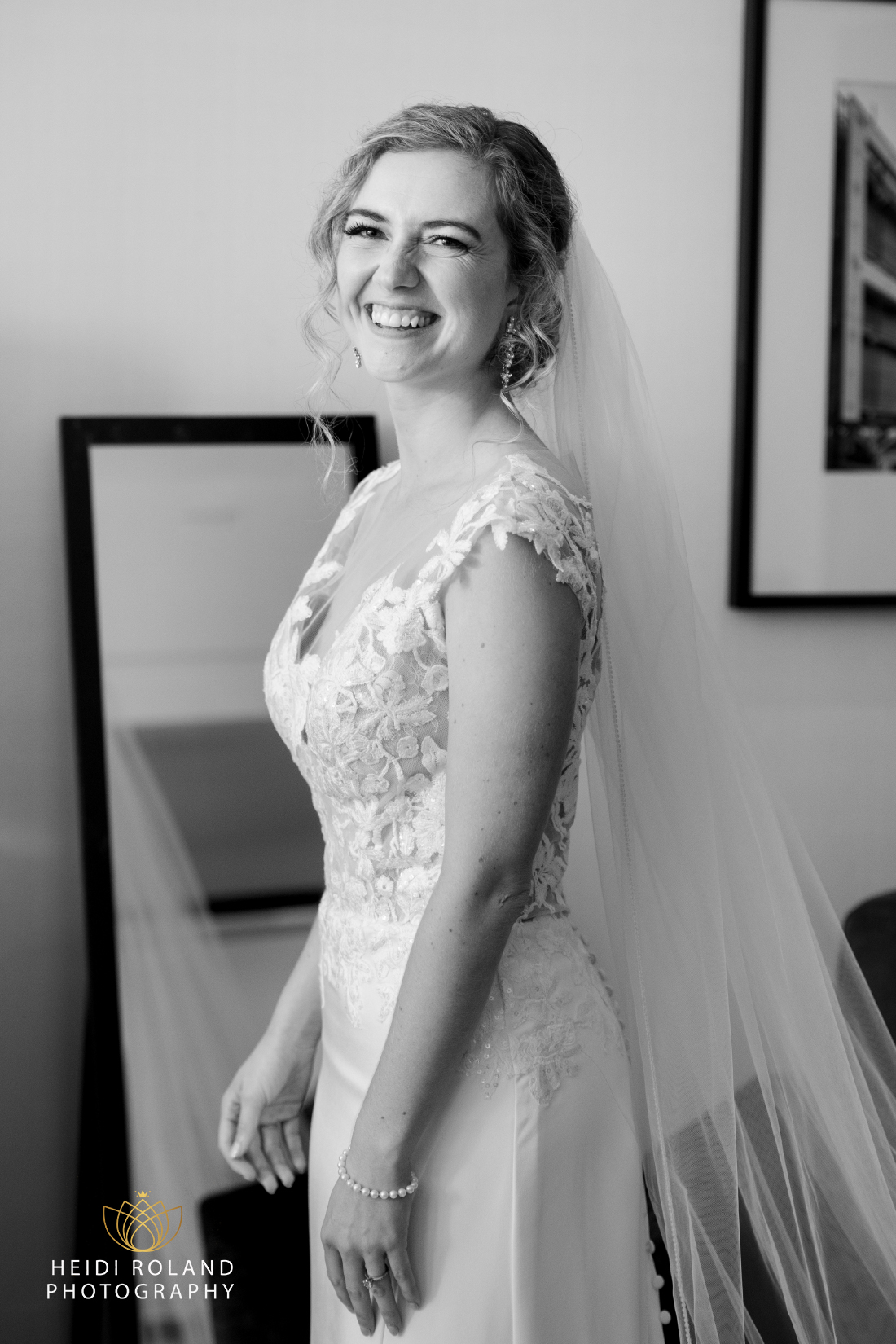 Smiling bride before wedding in Philly