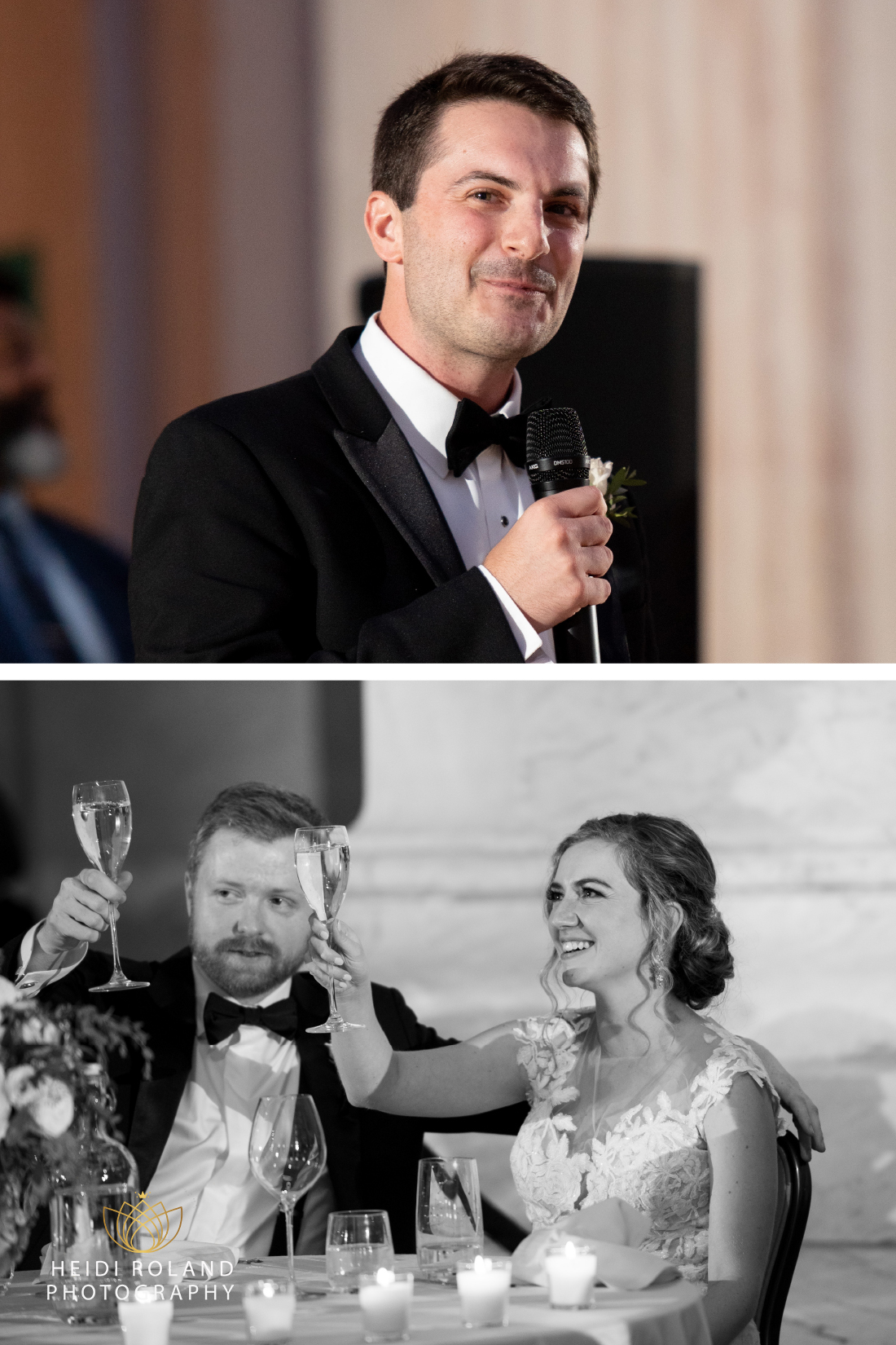 Best man toasting with bride and groom during philadelphia wedding
