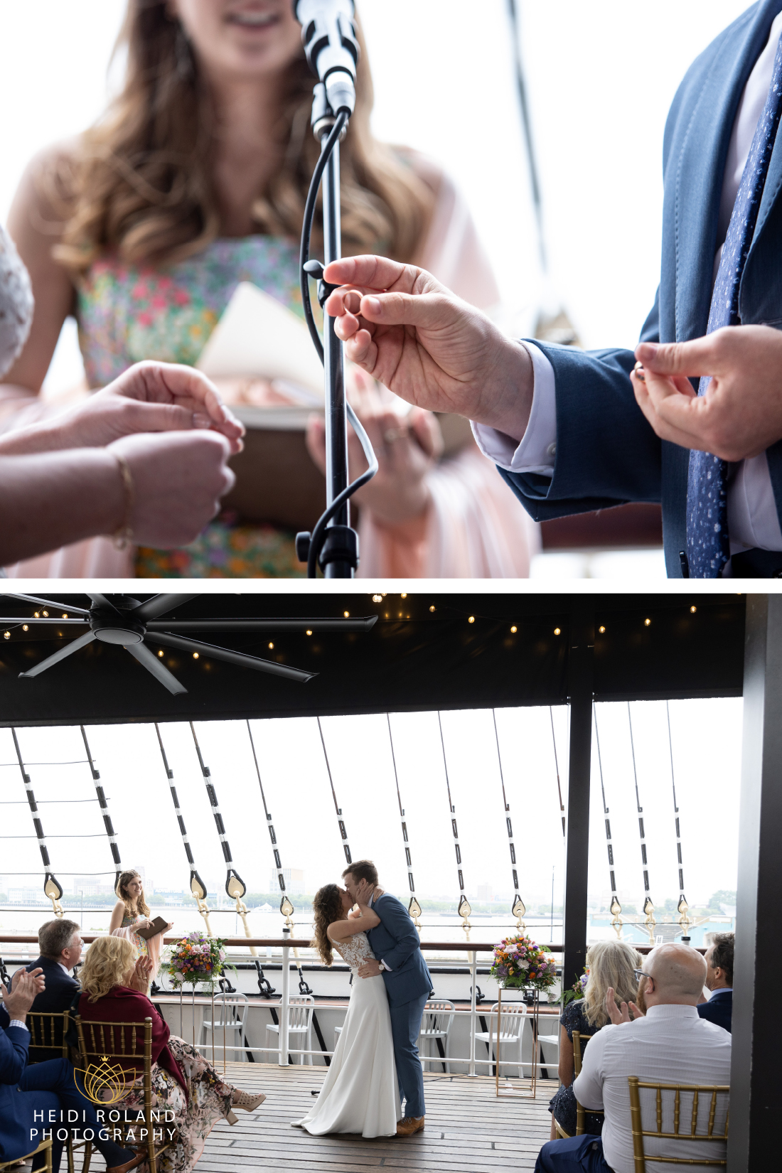 exchanging wedding rings on the Delaware Waterfront Wedding