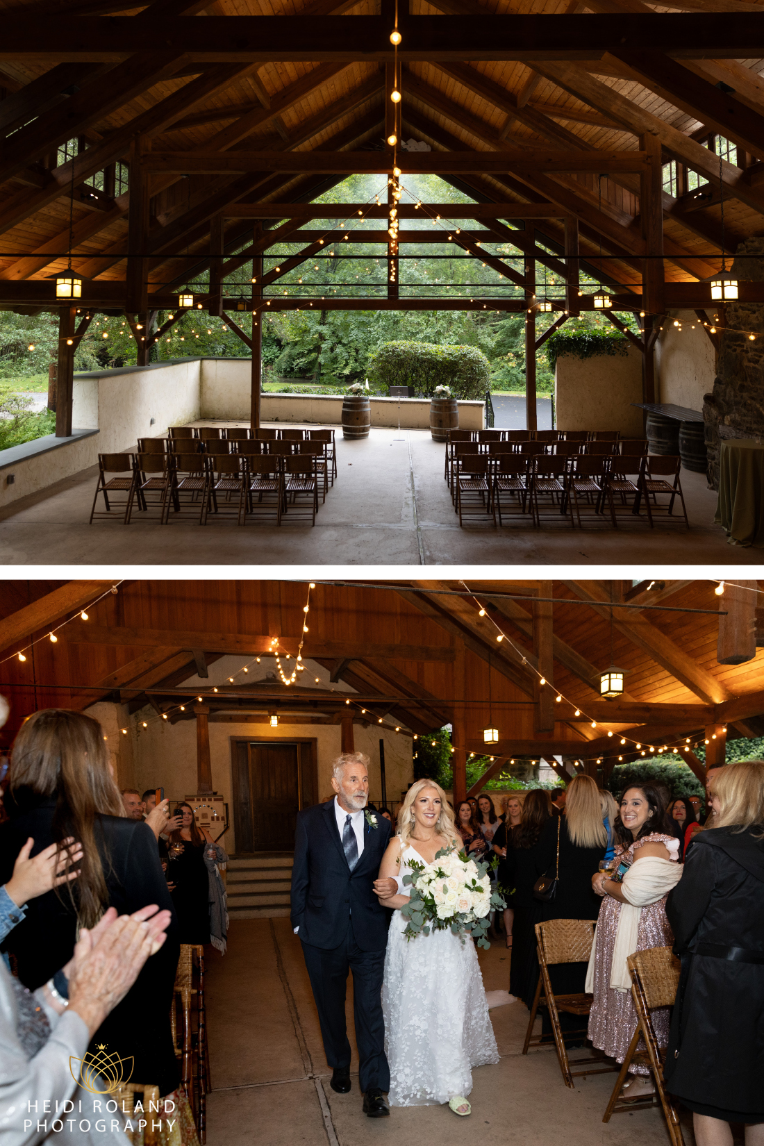 Old Mill Rose Valley Wedding wedding ceremony on patio