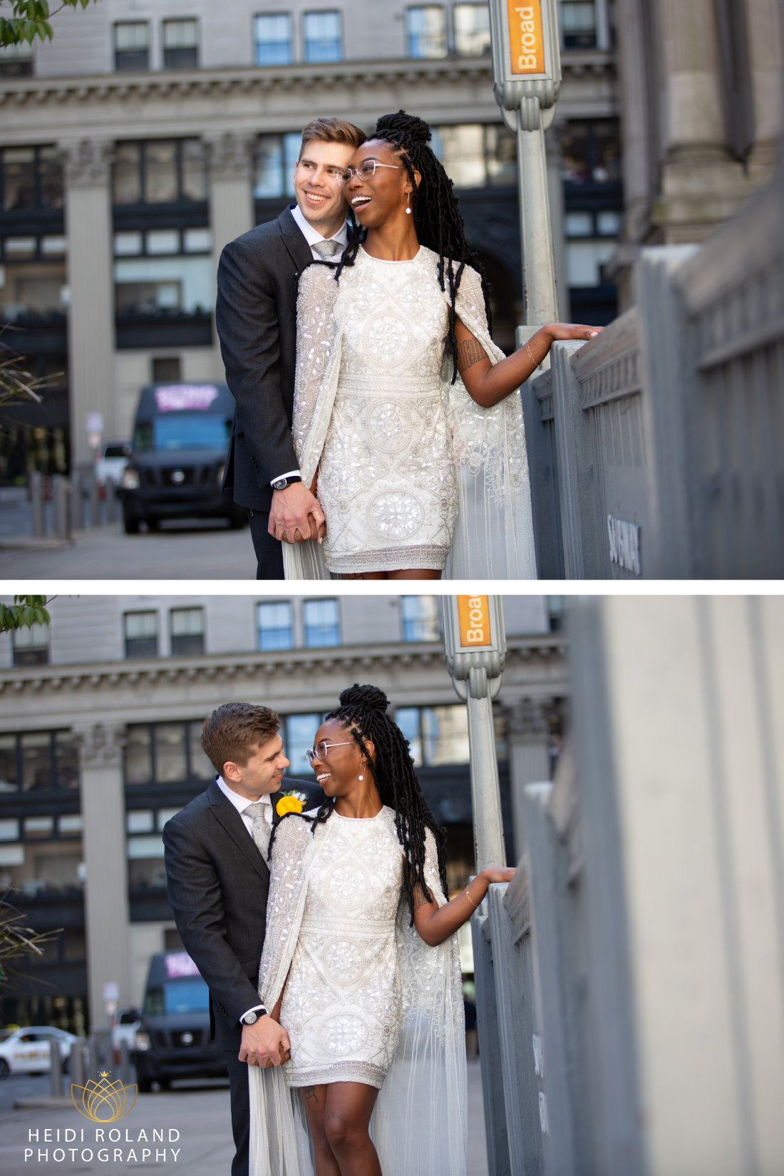 Wedding Photos at Philadelphia Broad Street Line Subway stop near city Hall