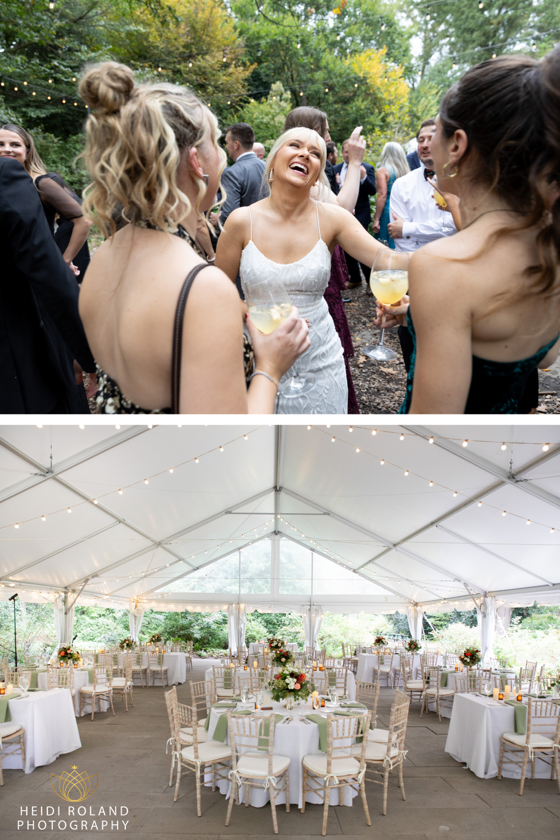 Wedding reception tent at Portico Awbury Arboretum