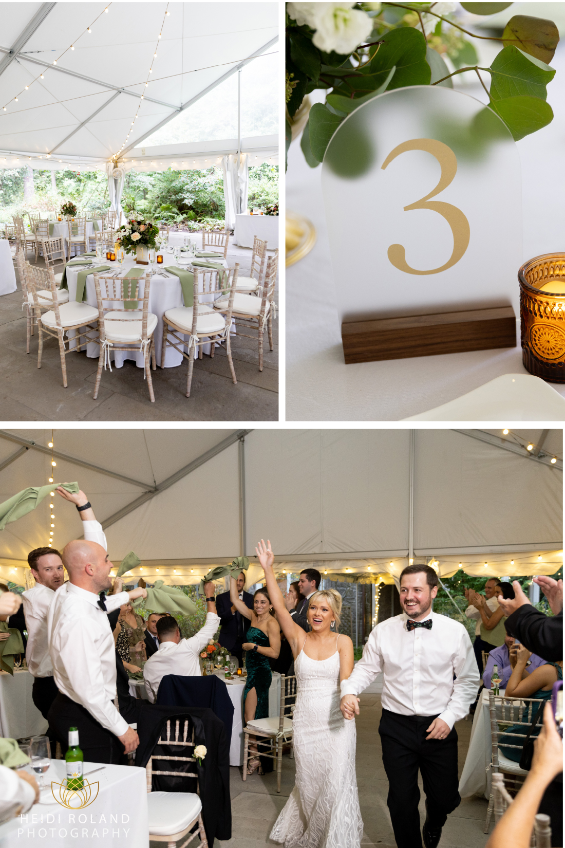 Bride and groom reception entrance in tent Philadelphia
