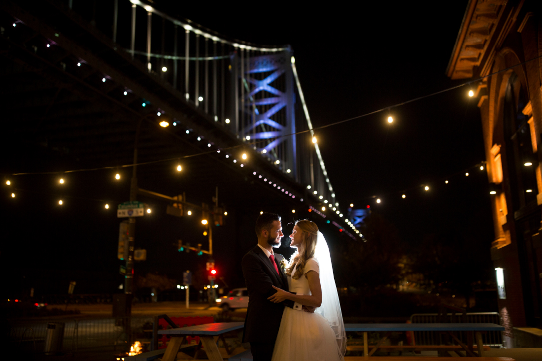 La Peg Philadelphia - Fringe Bar bride and groom with bridge 