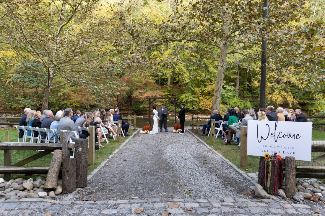 Valley Green in Wedding ceremony outside by creek