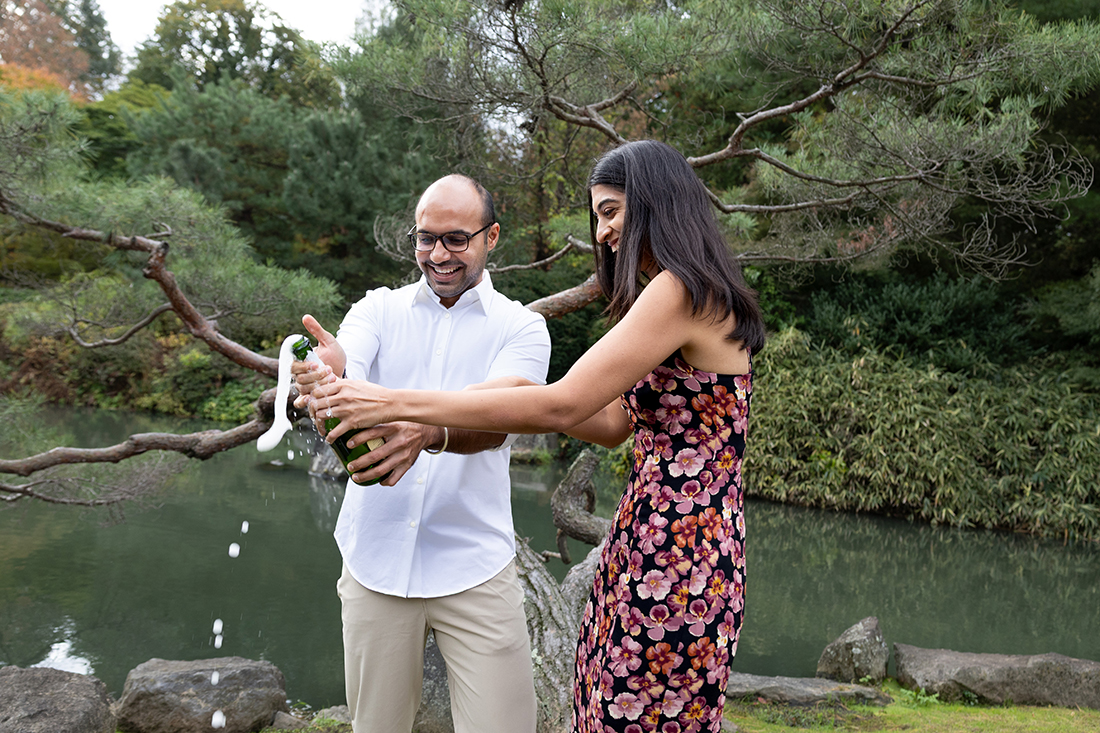 Engagement photos at Shofuso Garden in Philadelphia